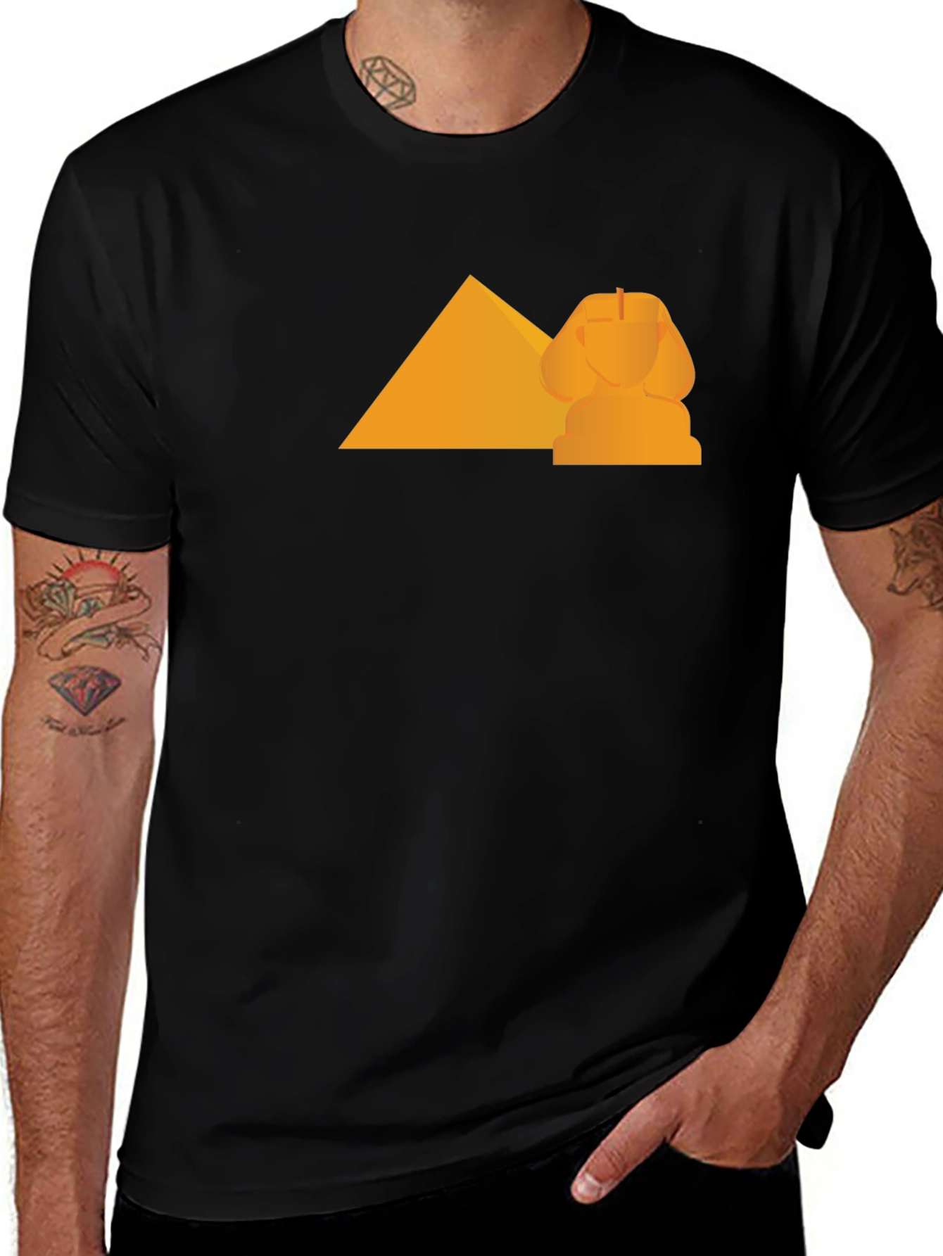 Variant 5 of Egyptian Pyramid Sphinx Graphic Tee - Black