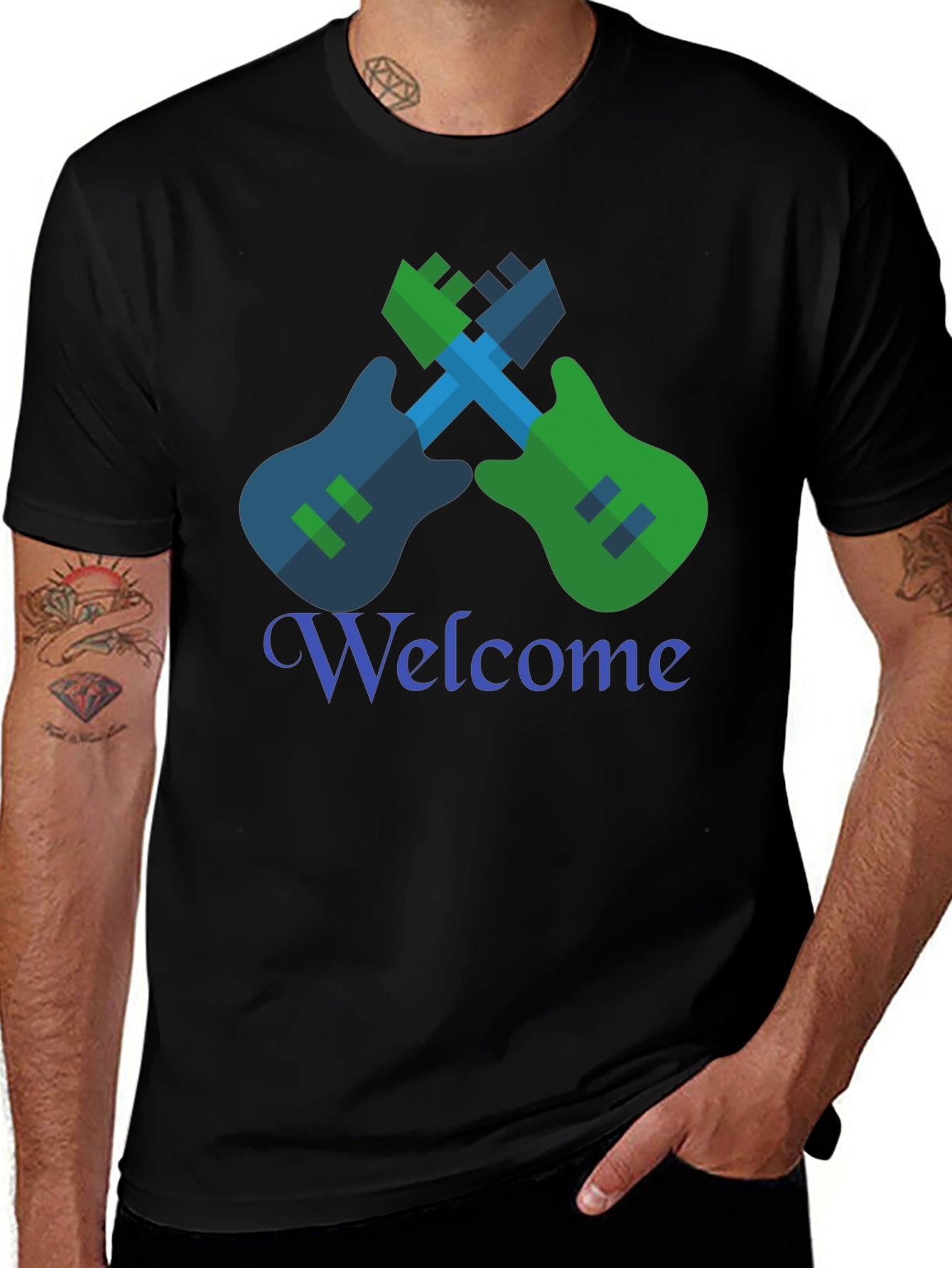 Variant 19 of Cool Graphic Tee - Guitar Welcome Design