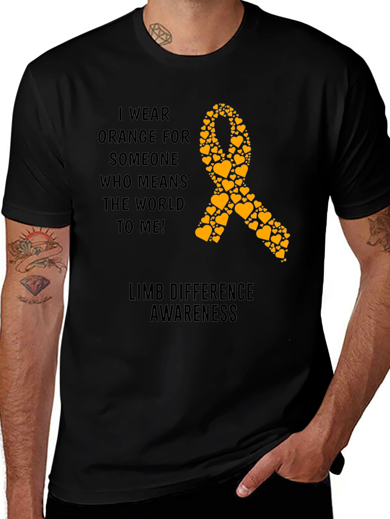 Limb Difference Awareness T-Shirt - Orange Ribbon