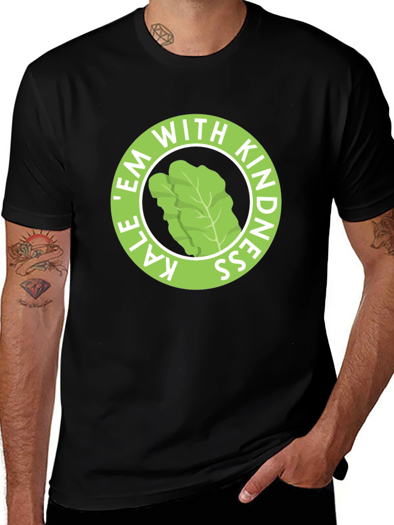 Variant 10 of Kale 'Em With Kindness Black T-Shirt
