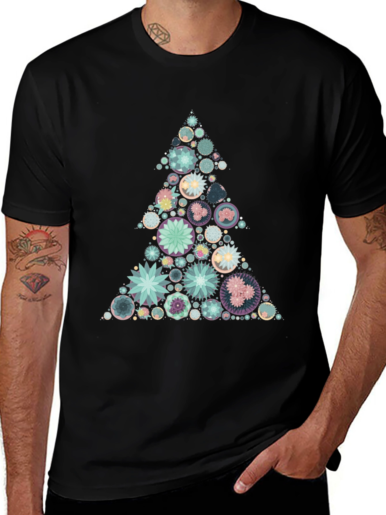 Geometric Christmas Tree Graphic Tee