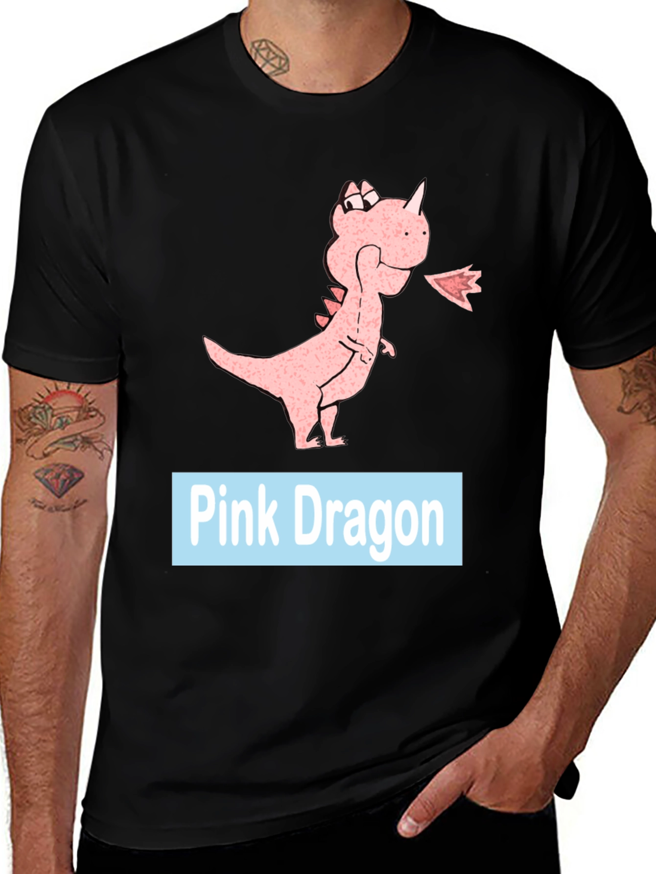 Variant 17 of Pink Dragon Graphic Tee - Casual Black T-Shirt