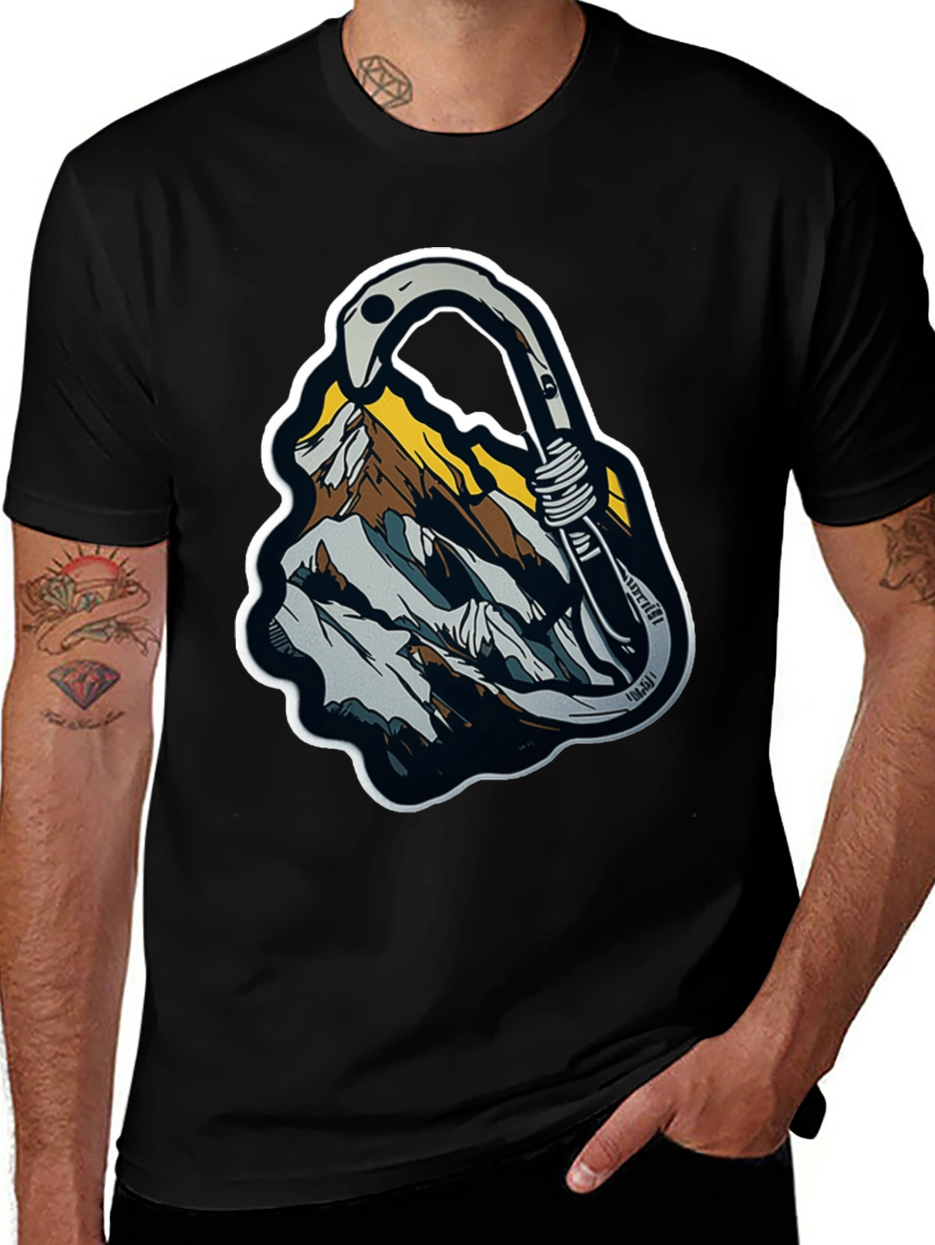 Variant 16 of Mountain Climbing Carabiner Graphic Tee - Black