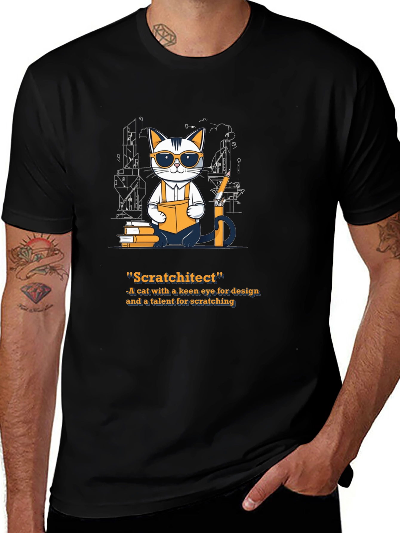 Variant 18 of Scratchitect T-Shirt - Cat Architect Design