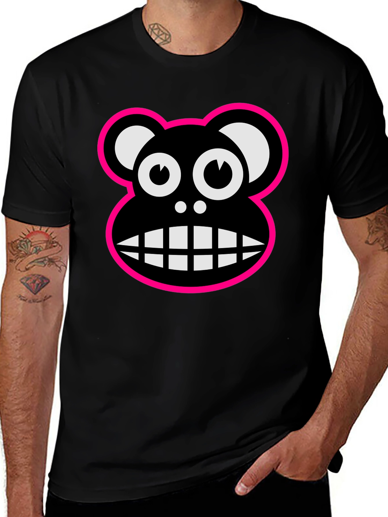 Variant 6 of Monkey Face Graphic Tee - Bold & Fun Black T-Shirt