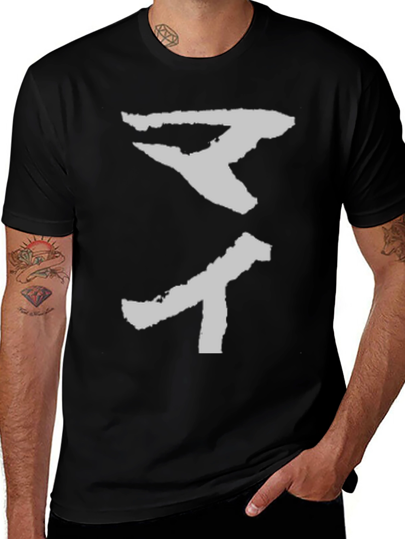 Variant 24 of Black T-Shirt with Abstract Graphic Print