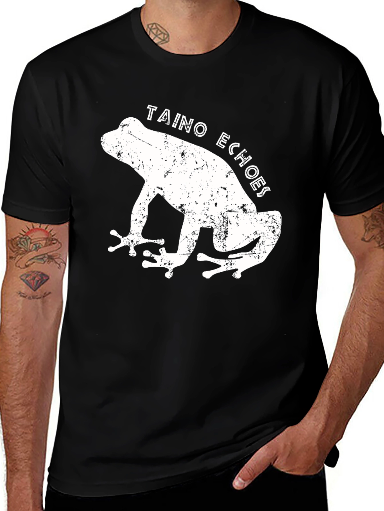 Taino Echoes Frog Graphic Tee - Classic Black T-Shirt