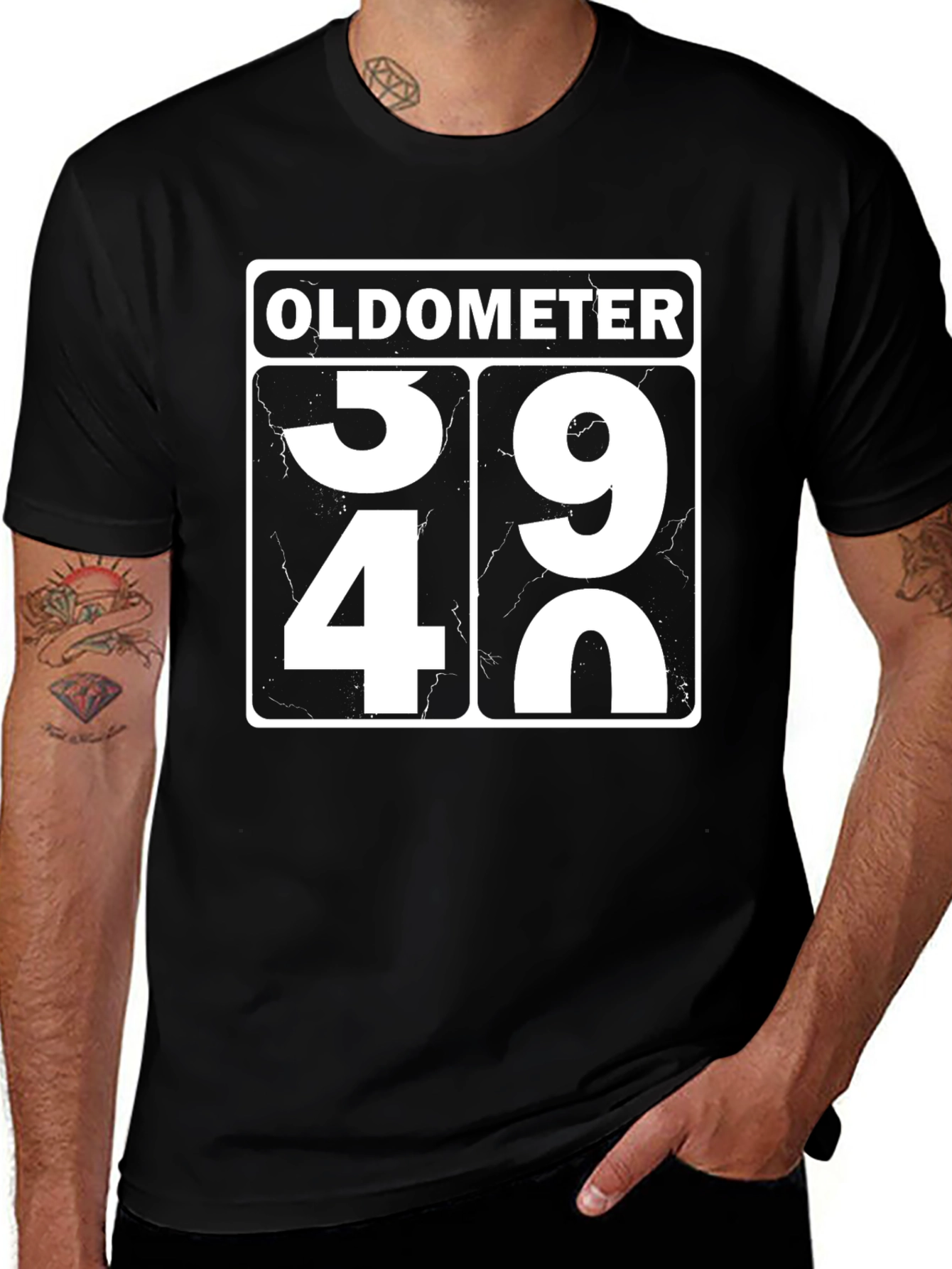 Variant 15 of Oldometer 40 Black T-Shirt - Funny Birthday Gift