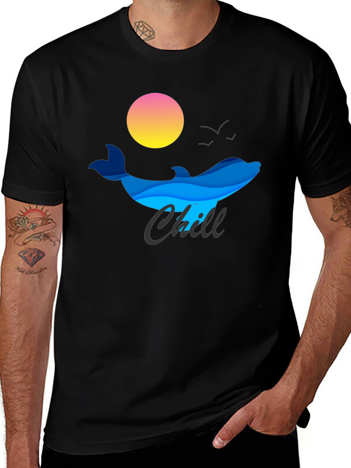 Chill Dolphin Graphic Tee - Relaxed Vibe