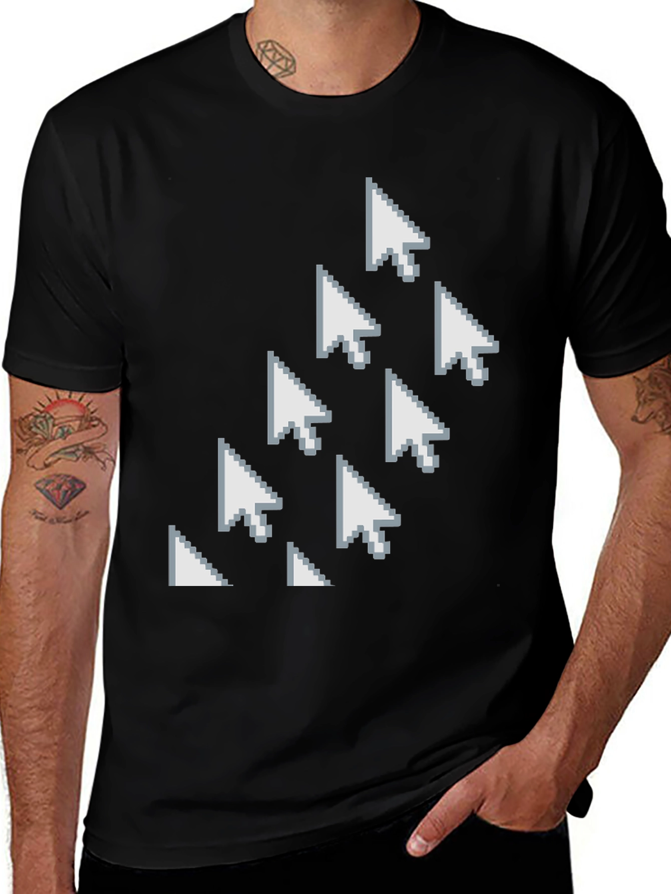 Variant 16 of Pixel Arrow Graphic Tee - Black Cotton T-Shirt