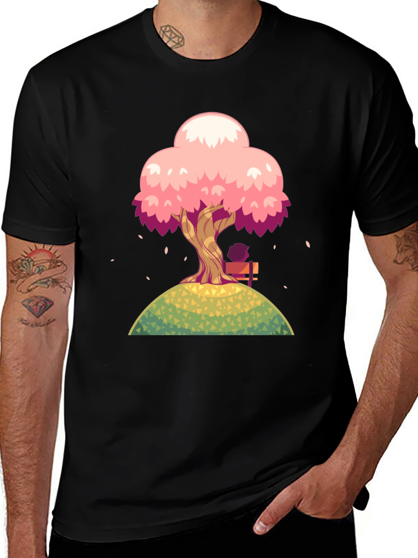 Black Cherry Blossom Tree Graphic T-Shirt main image