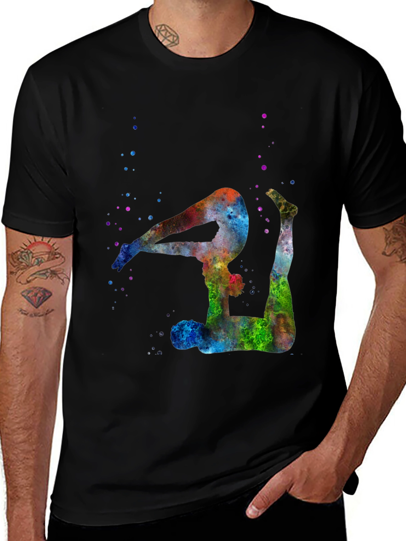 Variant 14 of Watercolor Yoga Pose Black T-Shirt