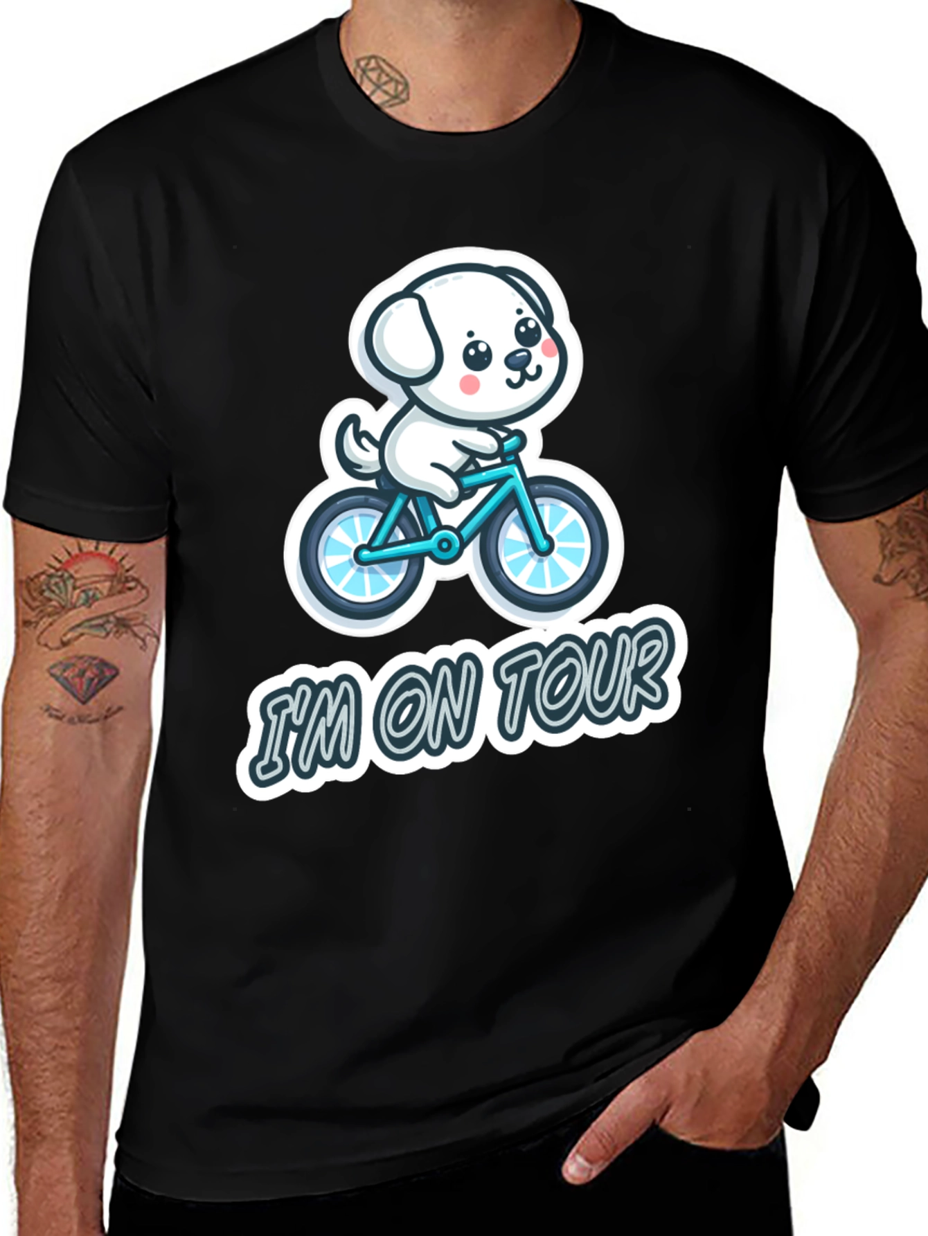 I'm on Tour Dog Bicycle Graphic T-Shirt