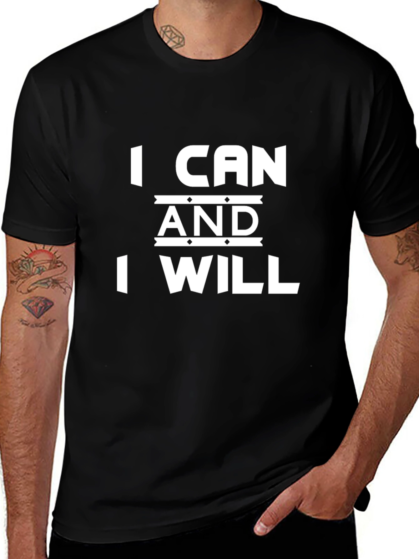 Variant 14 of Inspirational 'I Can And I Will' Black T-Shirt