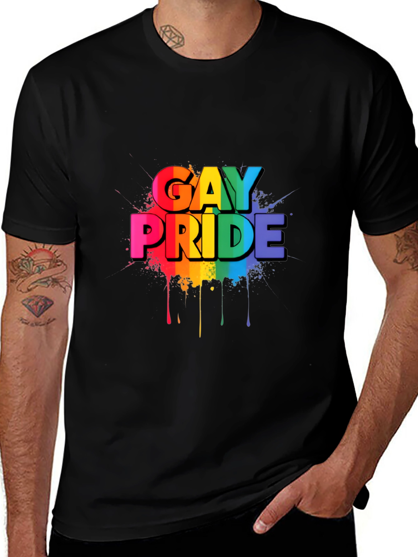 Variant 30 of Gay Pride Rainbow Graphic Black T-Shirt