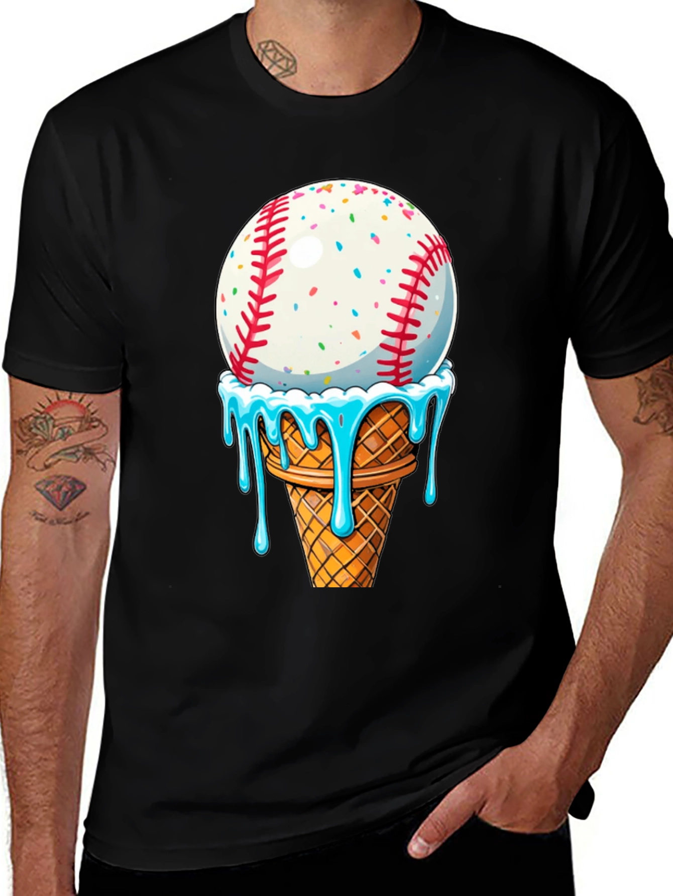 Variant 19 of Baseball Ice Cream Cone Graphic Tee