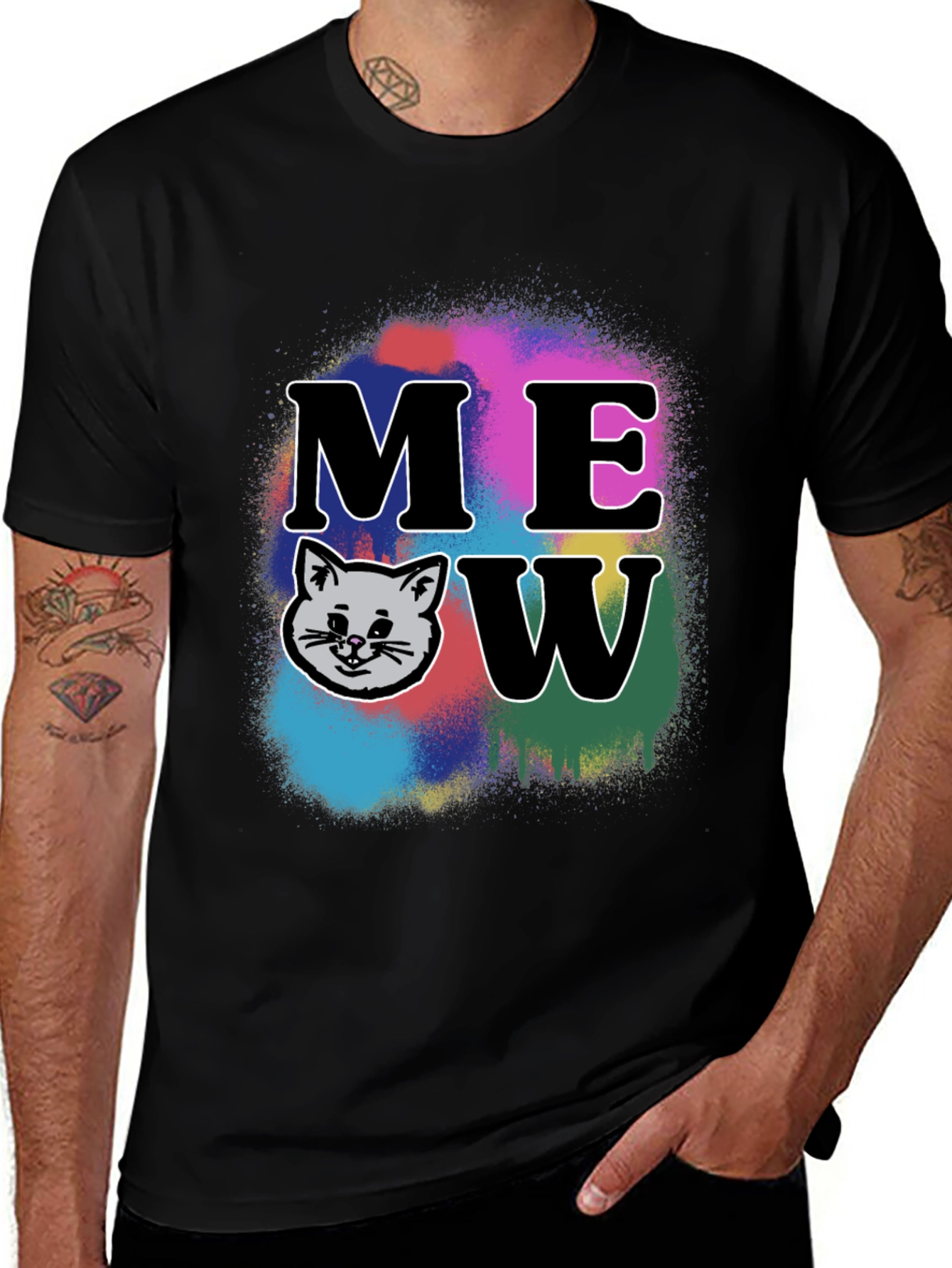 Variant 20 of Meow Cat T-Shirt - Colorful Design