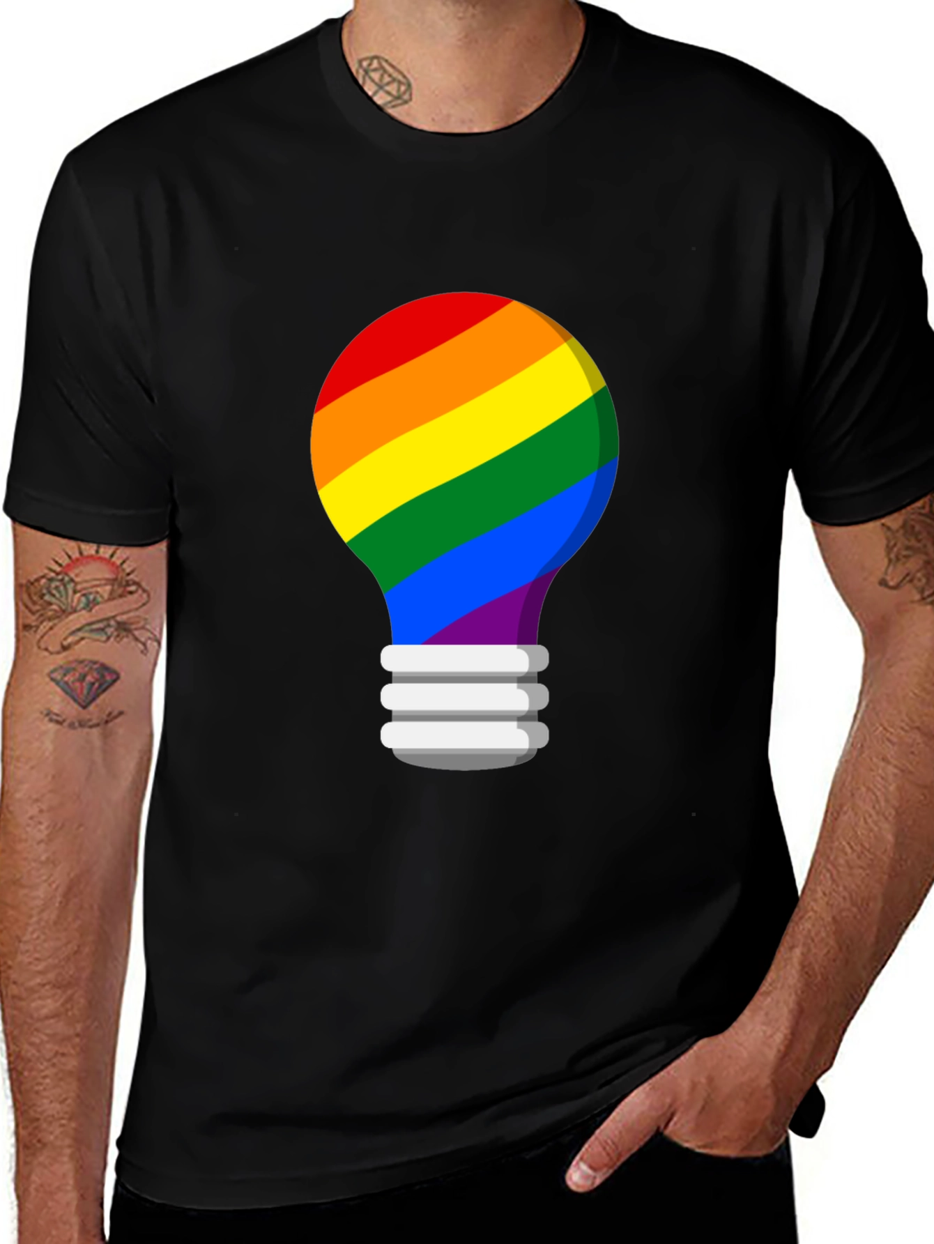 LGBT Rainbow Light Bulb Graphic T-Shirt
