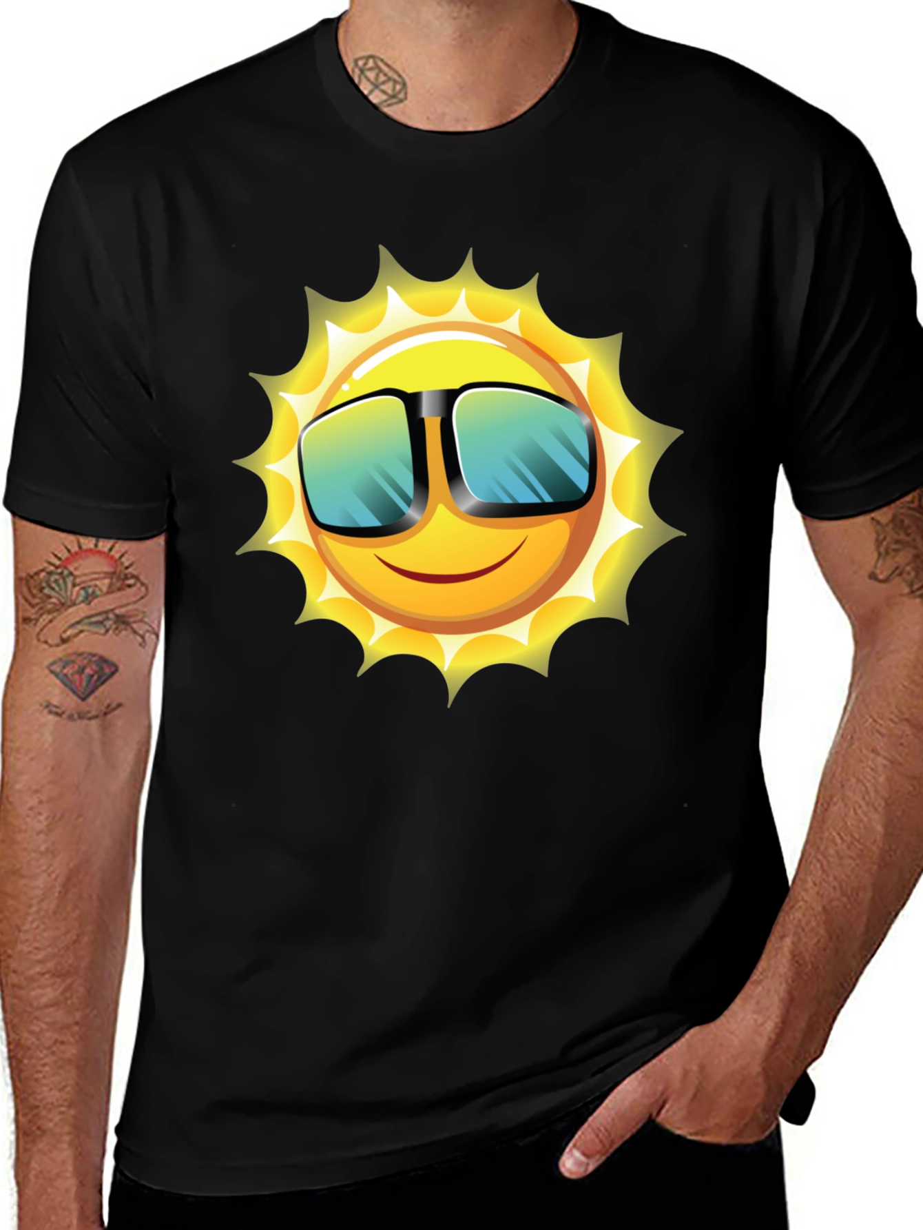Funky Sun Graphic Tee - Black Cotton