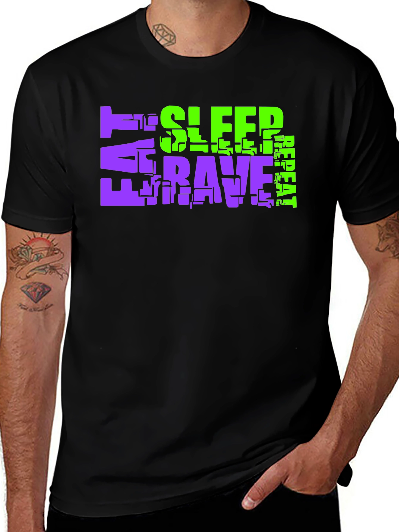 Variant 21 of Eat Sleep Rave Repeat Graphic T-Shirt