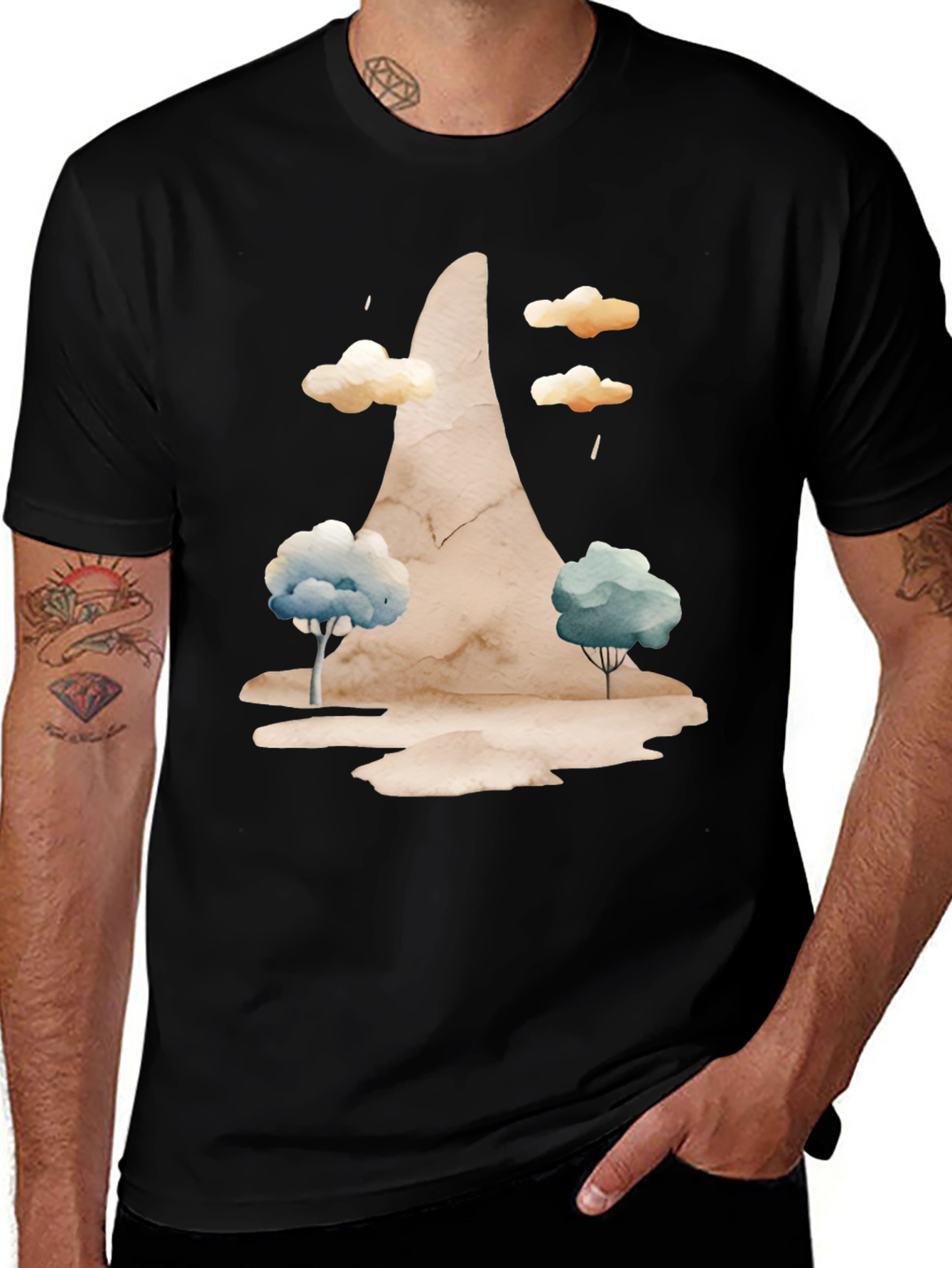 Variant 18 of Watercolor Landscape Black Tee