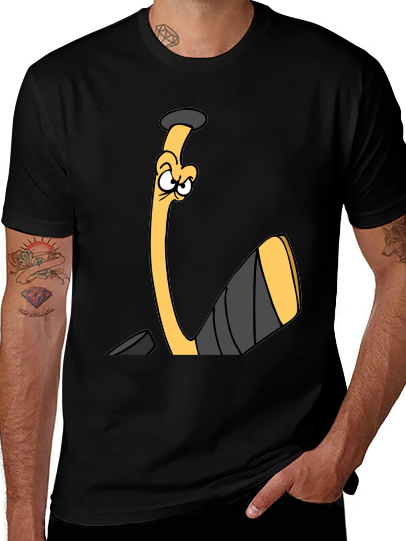 Variant 30 of Funny Hockey Stick Cartoon Black T-Shirt