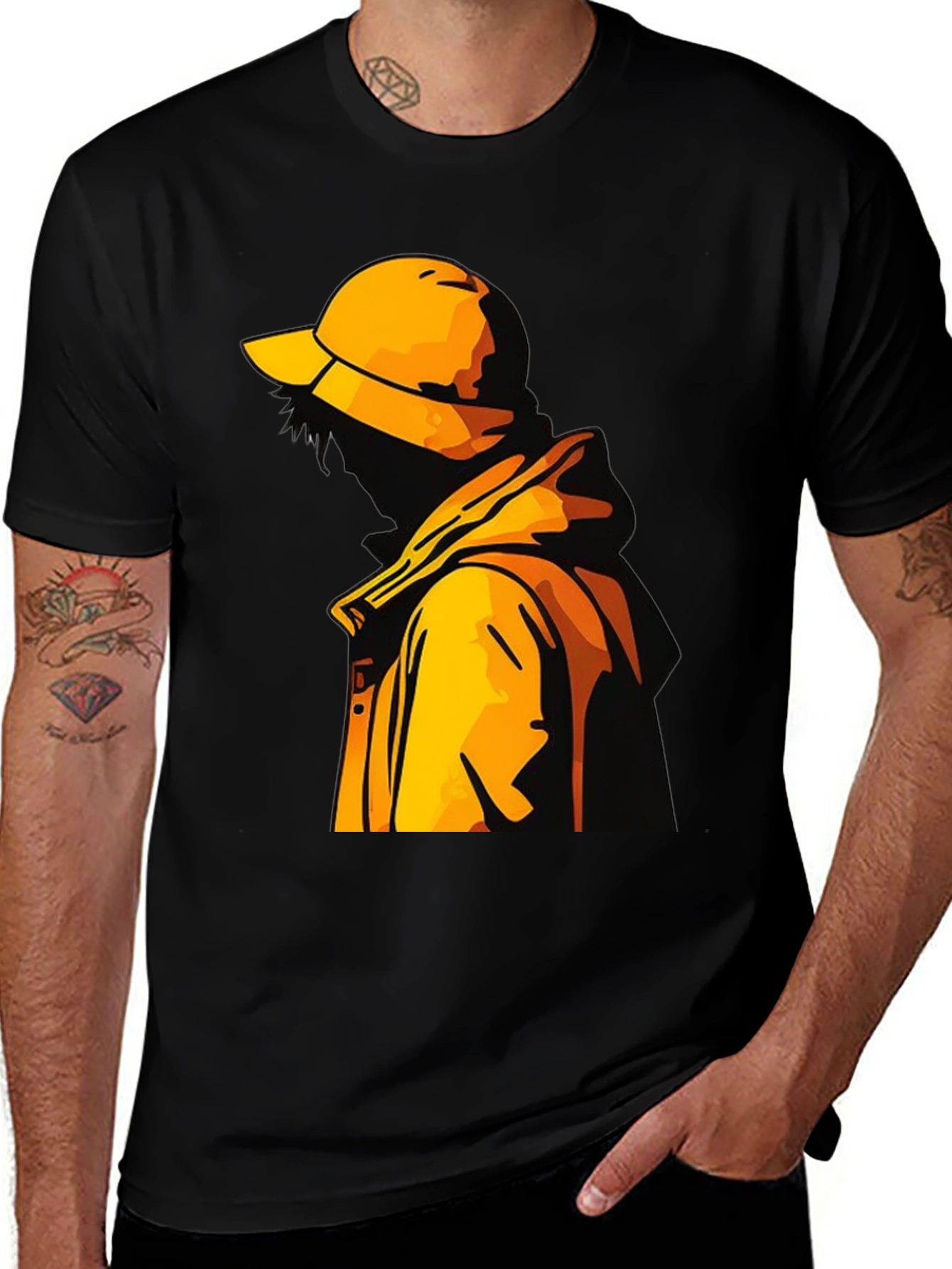 Variant 14 of Urban Graphic Tee - Yellow Raincoat Design