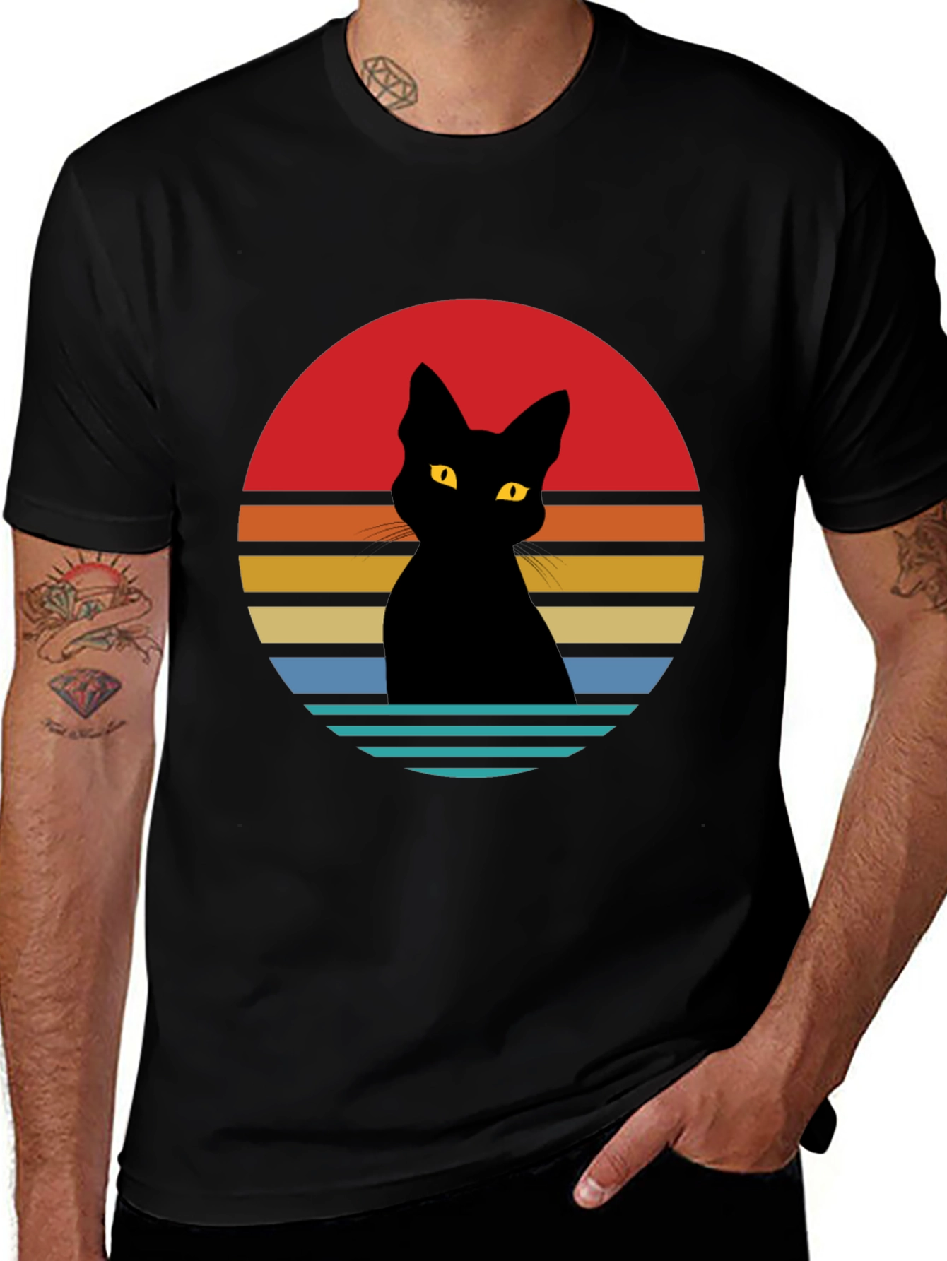 Variant 18 of Retro Cat Silhouette Graphic Tee