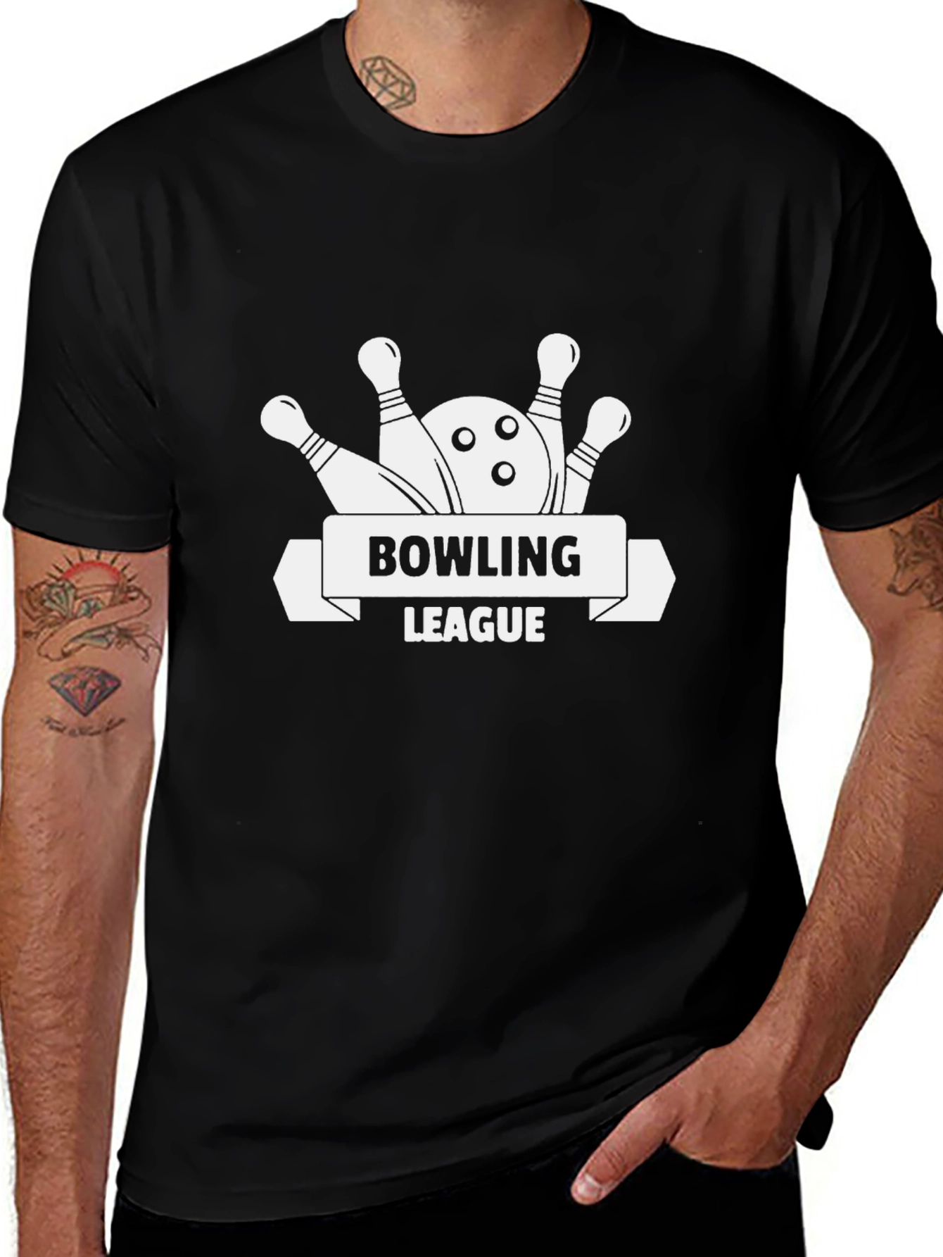 Variant 5 of Bowling League Graphic Tee - Black