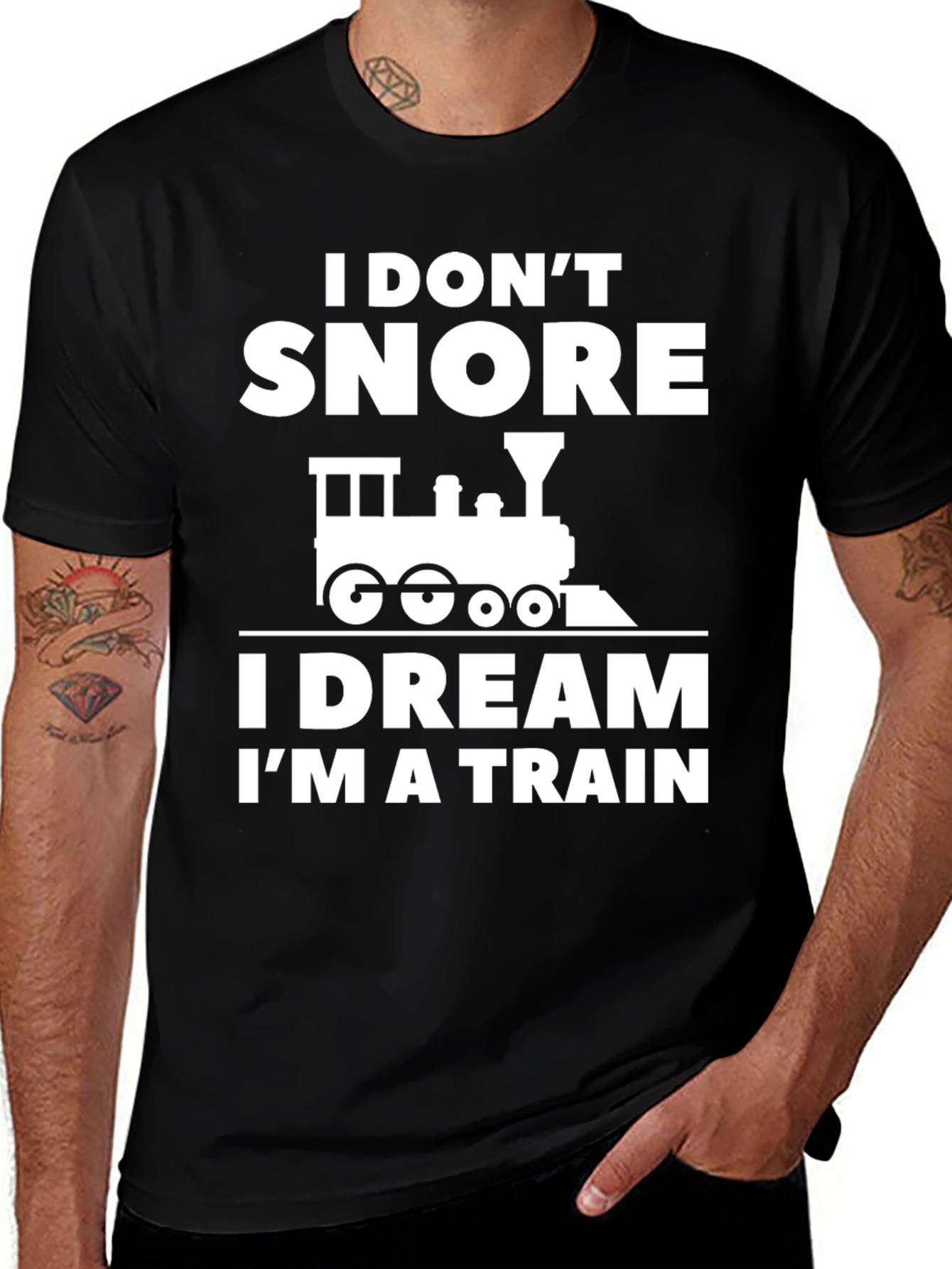 Variant 17 of Funny I Dream I'm a Train Black Graphic Tee