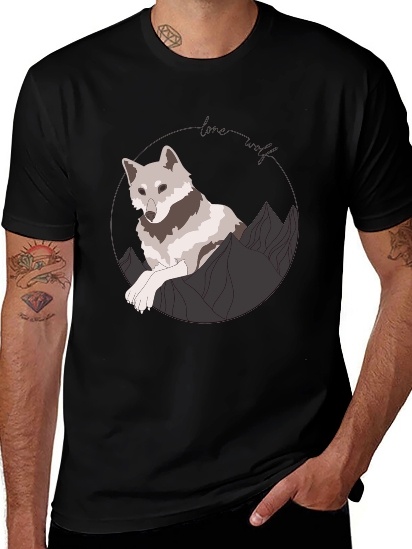 Variant 23 of Lone Wolf Graphic Tee - Black Cotton T-Shirt