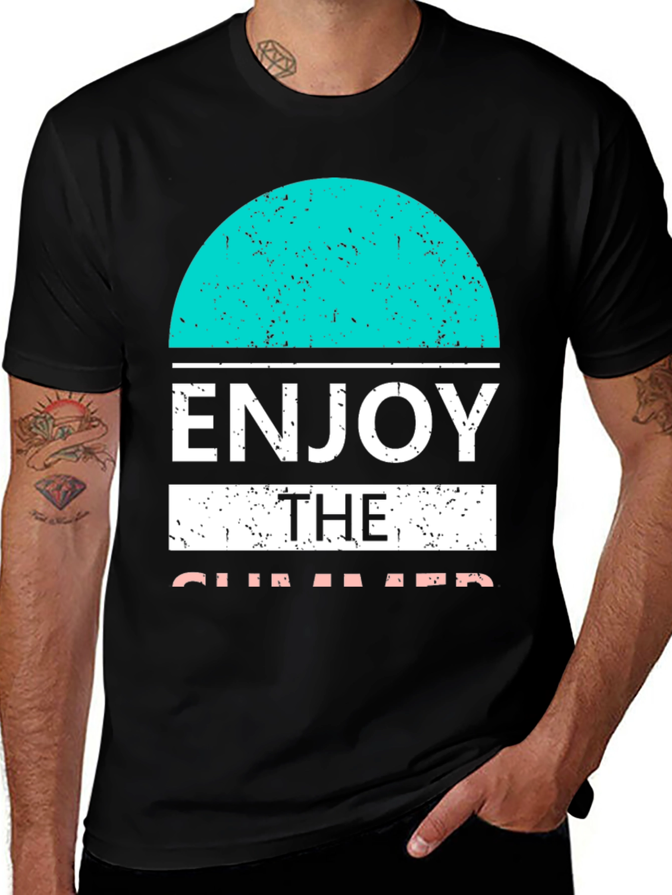Variant 8 of Enjoy the Summer Black Graphic T-Shirt
