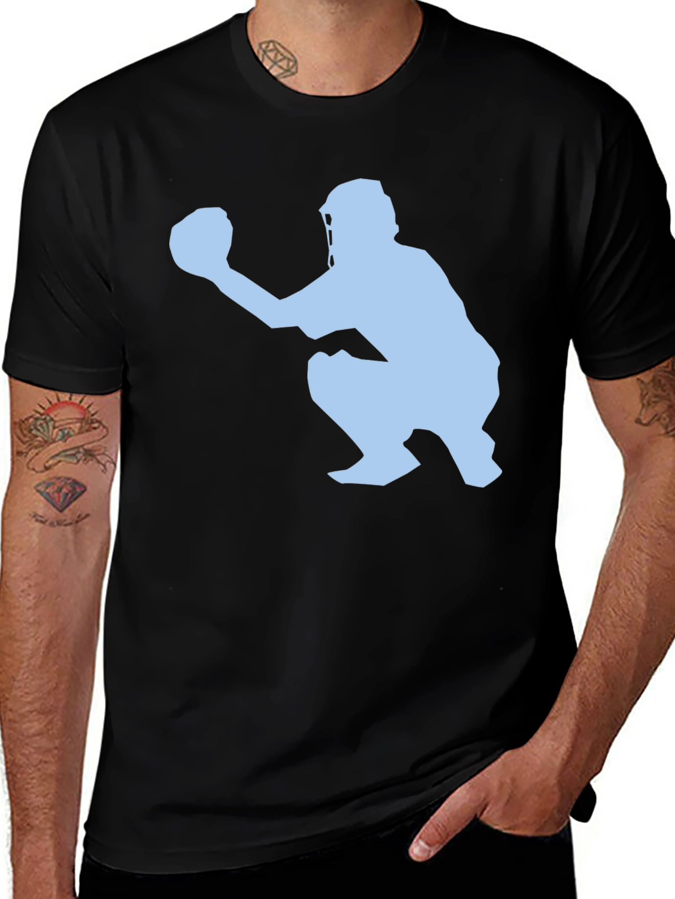 Variant 12 of Baseball Catcher Graphic Tee - Black