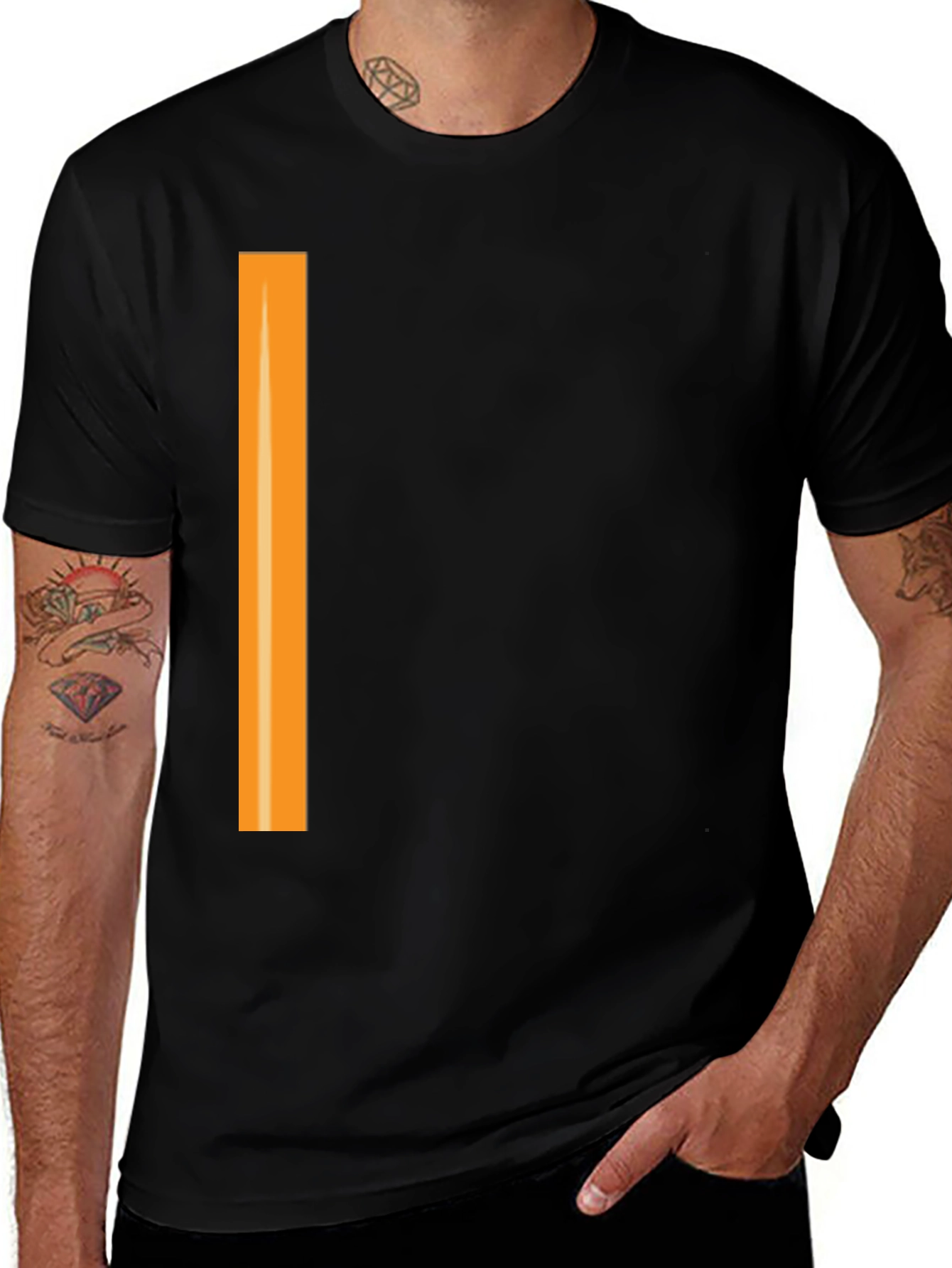 Variant 19 of Men's Black Tee with Orange Stripe