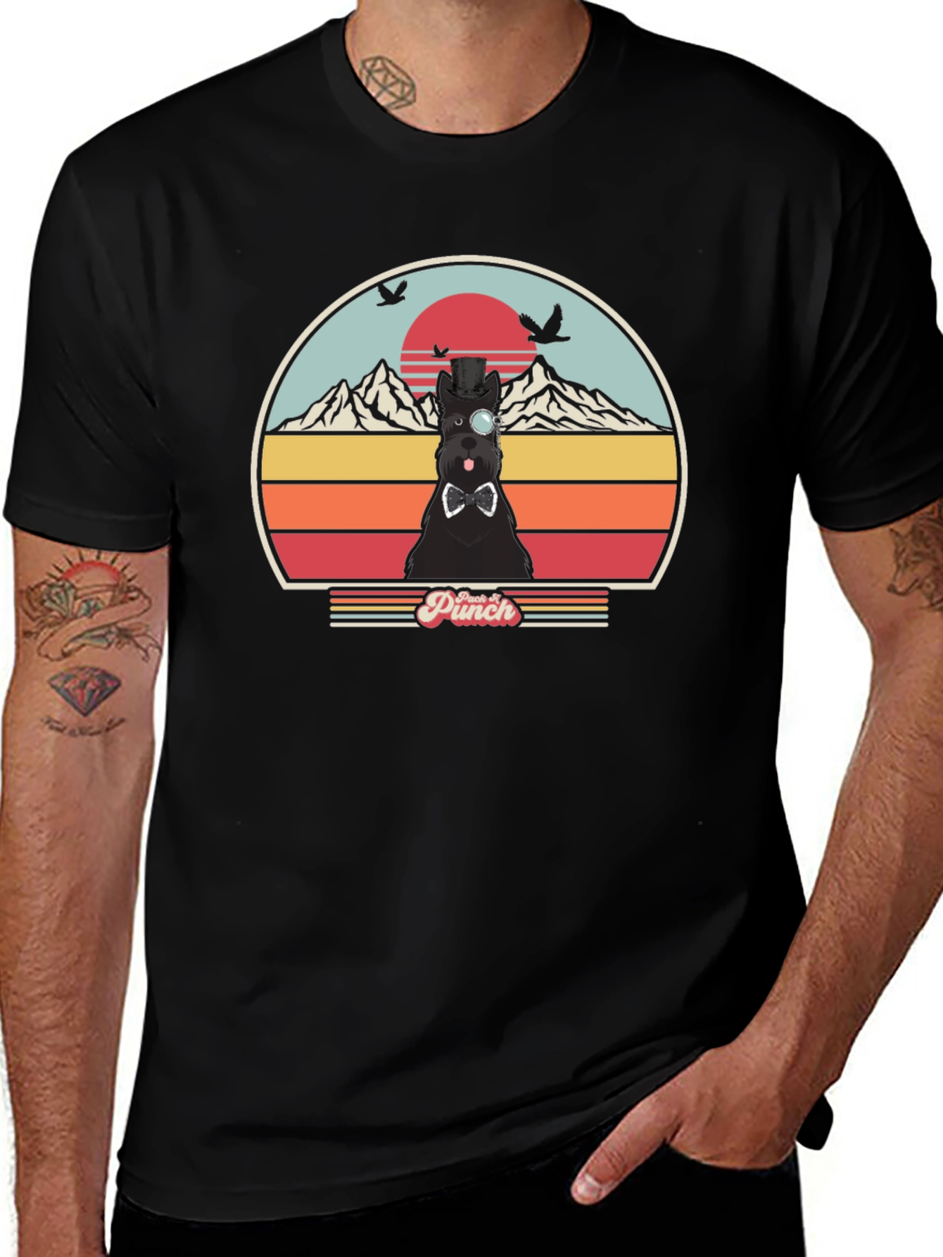 Dapper Dog Tee - Retro Sunset Scottish Terrier T-Shirt