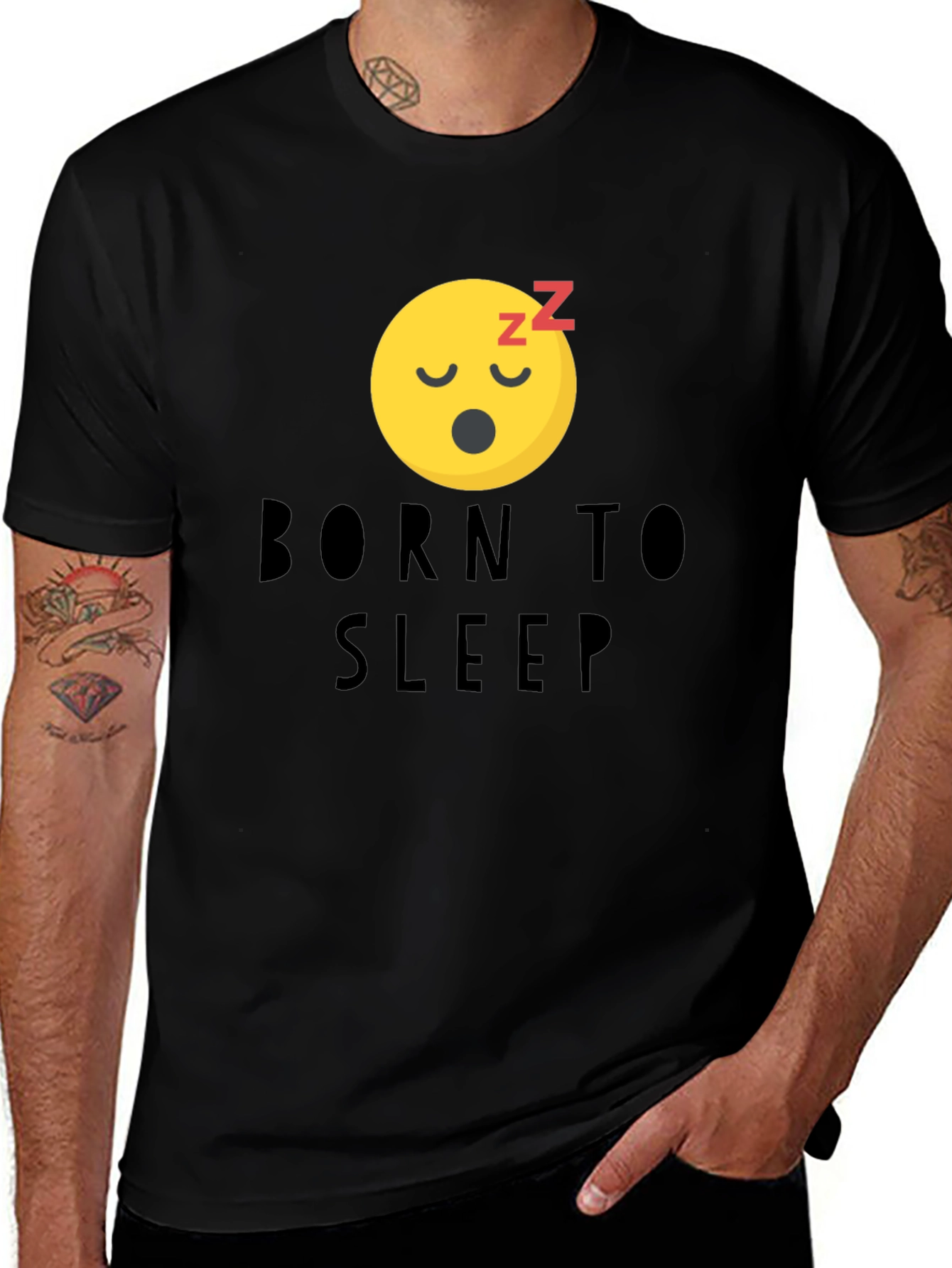 Variant 23 of Born to Sleep T-Shirt - Funny Emoji Graphic Tee