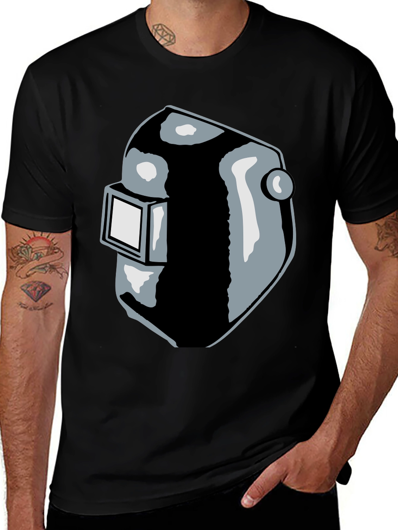 Variant 22 of Welding Mask Graphic Tee - Cool Black T-Shirt