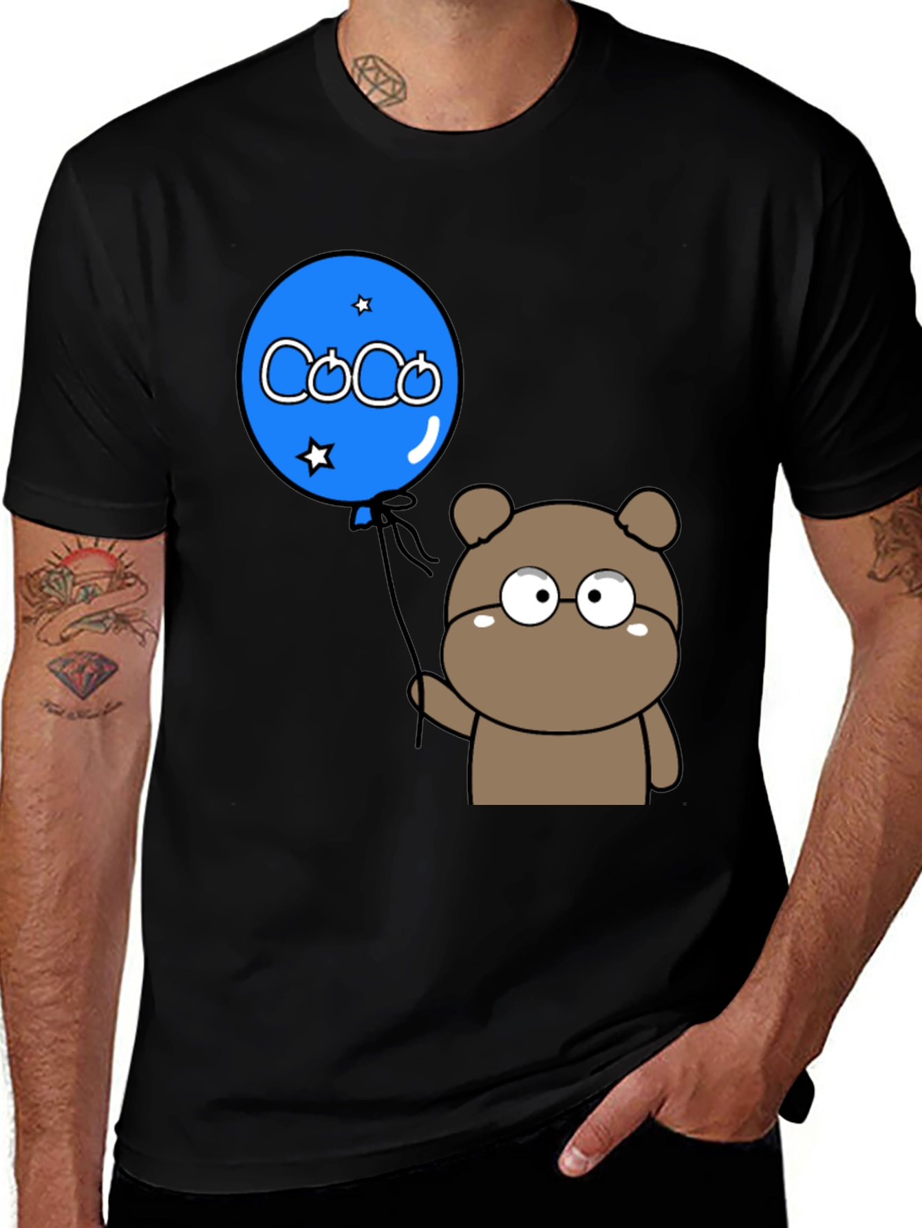 Coco Balloon Bear T-Shirt - Black