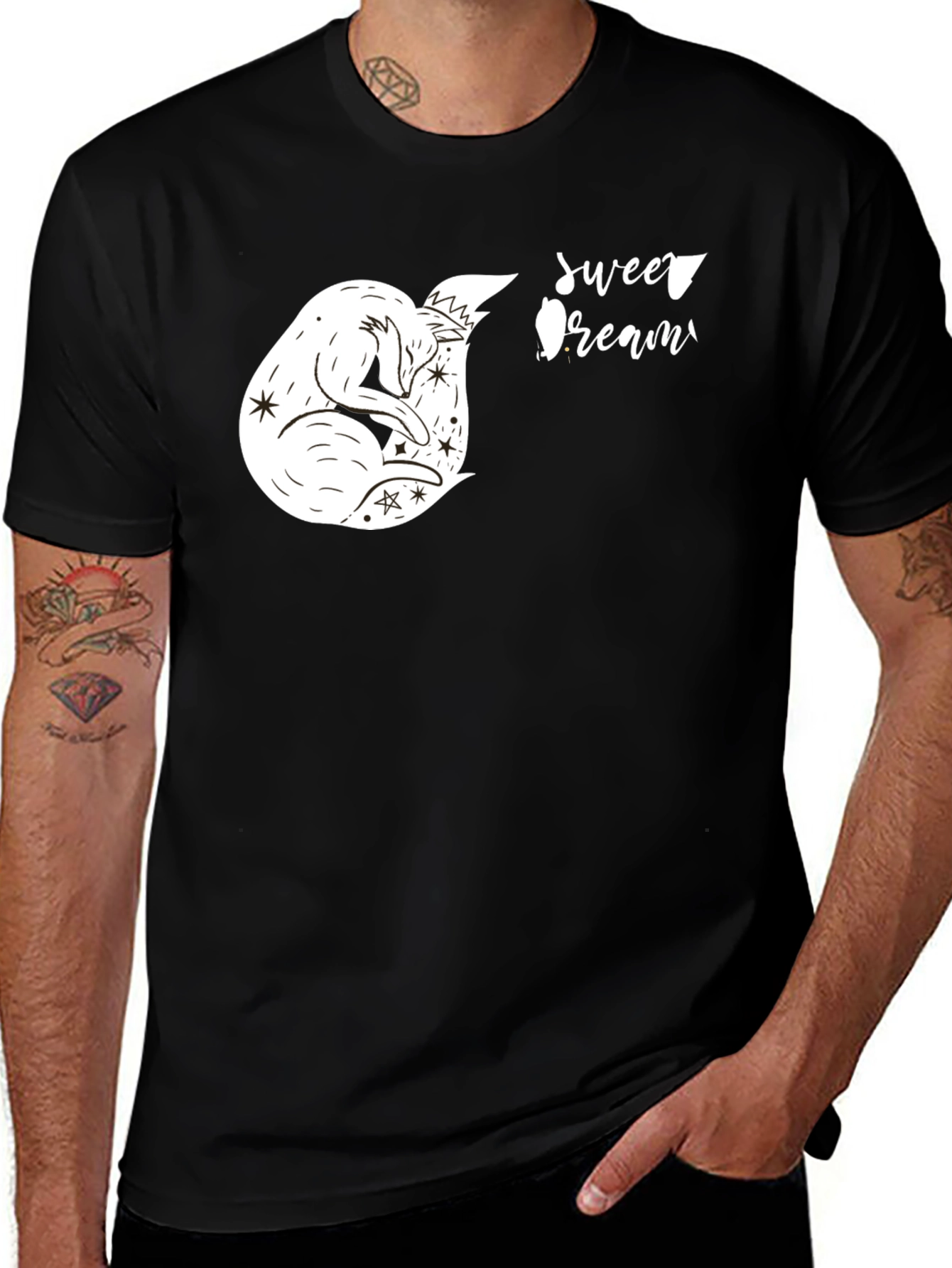 Variant 15 of Sweet Dreams Fox Graphic Tee - Black