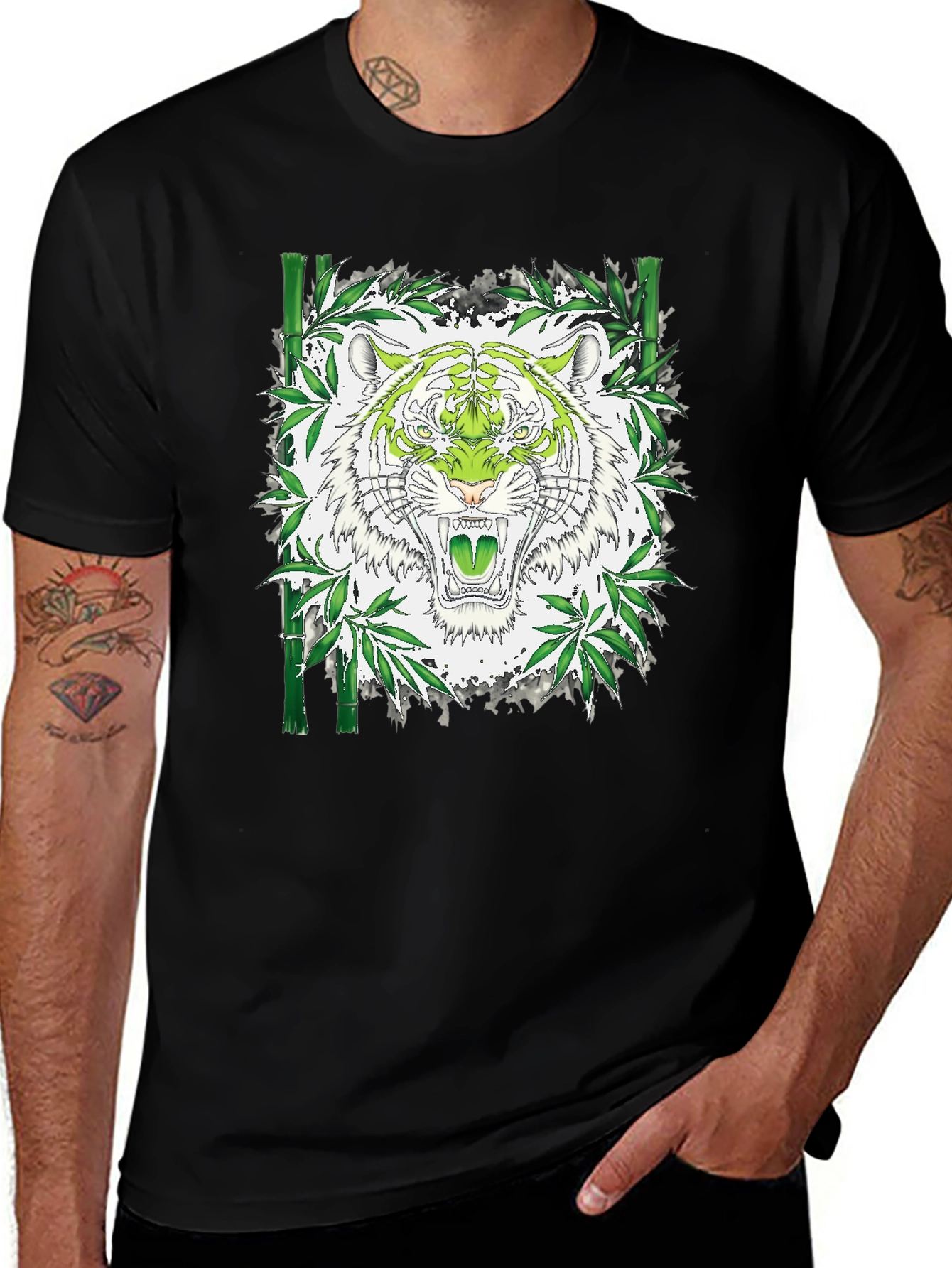Variant 18 of Green Tiger Bamboo Graphic T-Shirt