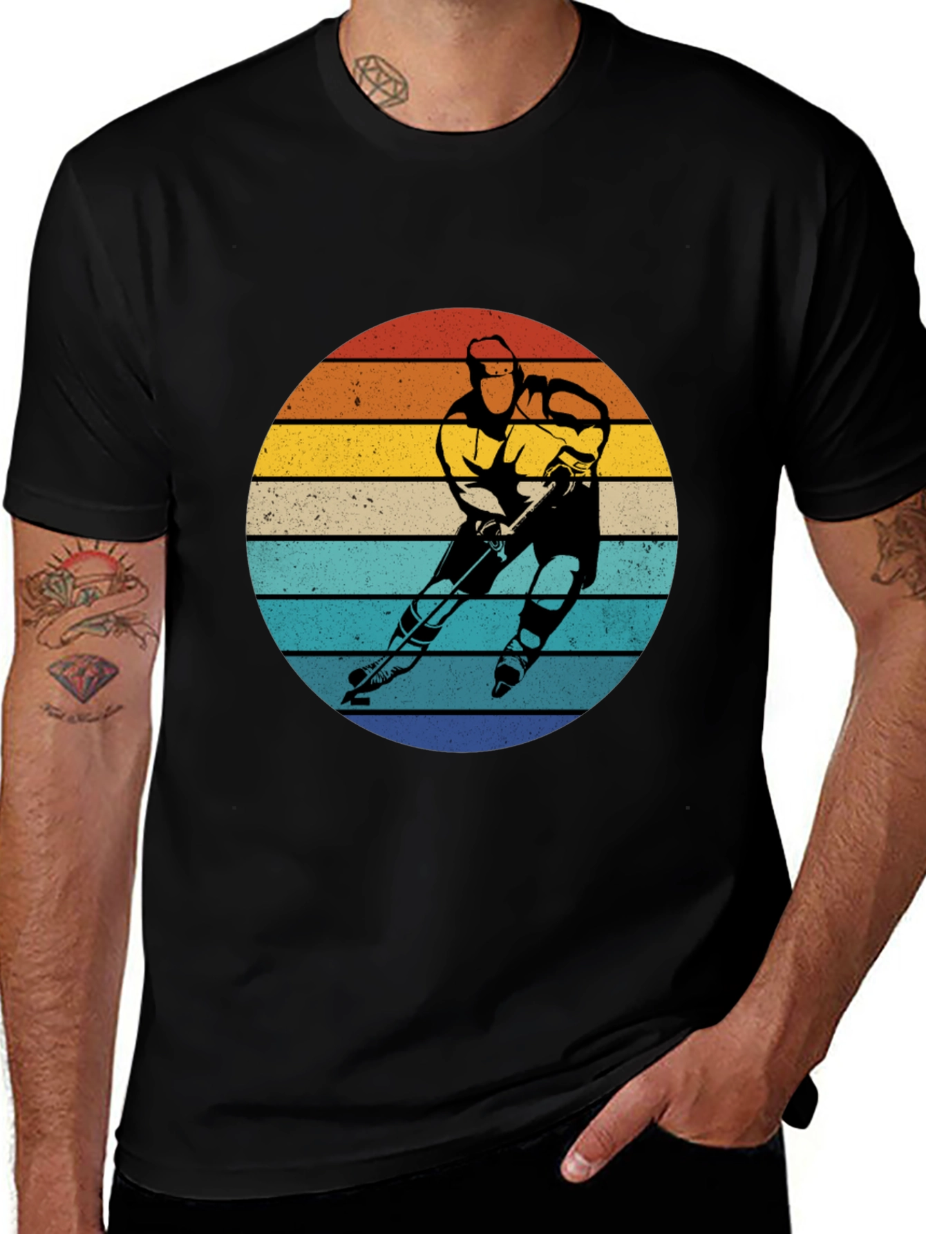 Variant 6 of Retro Hockey Player Sunset Graphic T-Shirt