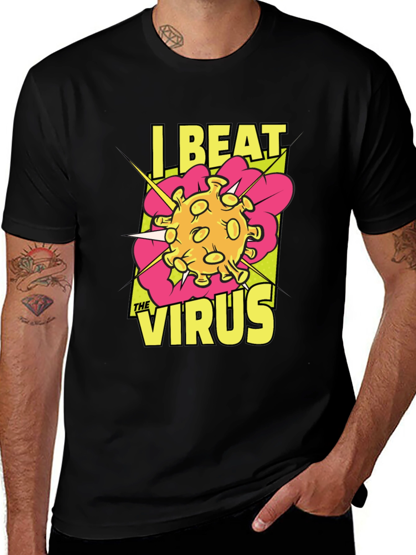 Variant 26 of I Beat The Virus T-Shirt - Graphic Novel Style
