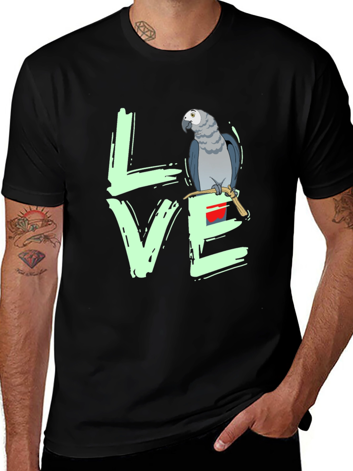 Variant 26 of Love Parrot T-Shirt - African Grey Graphic Tee
