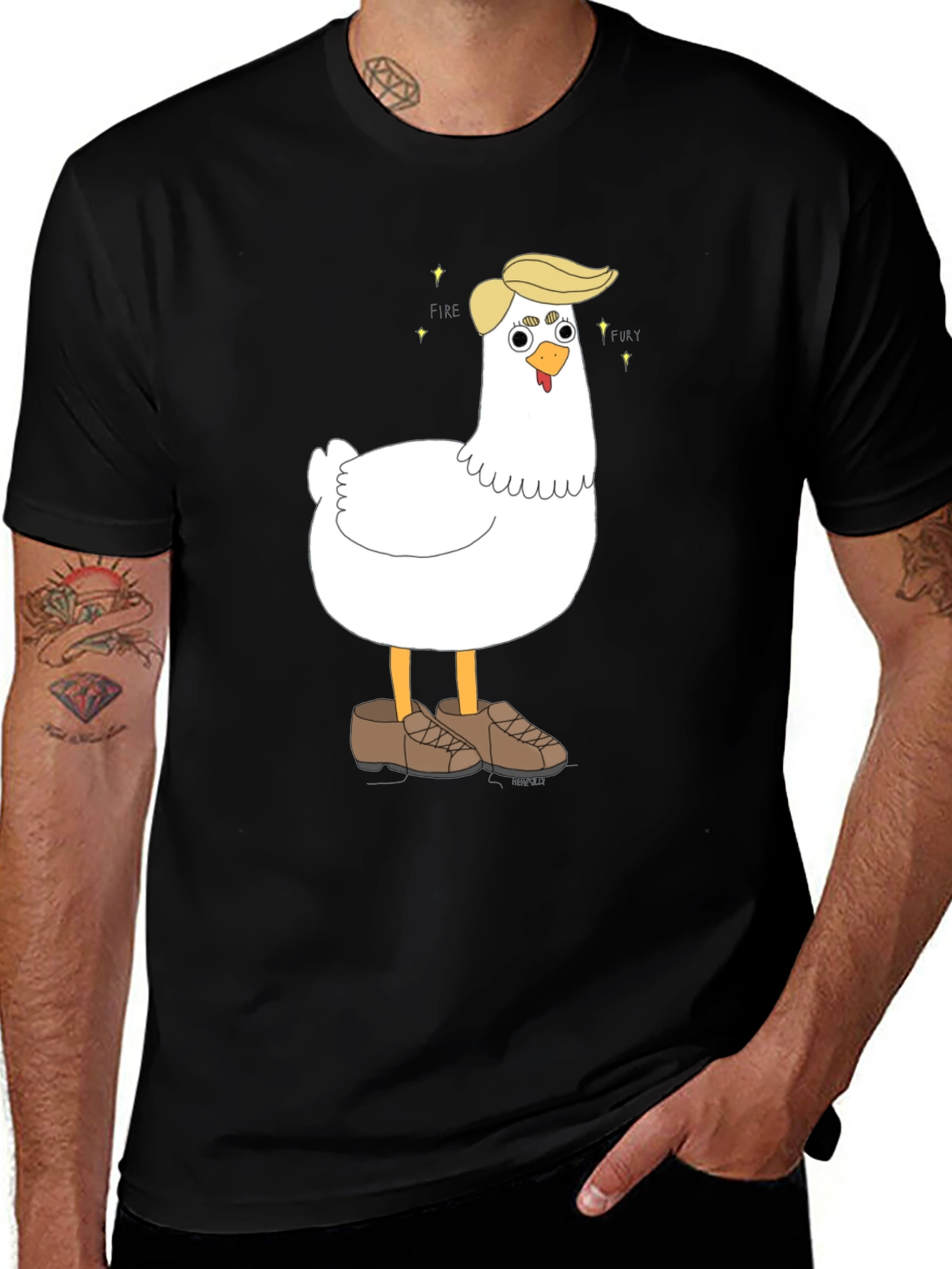 Black Fire & Fury Chicken T-Shirt main image