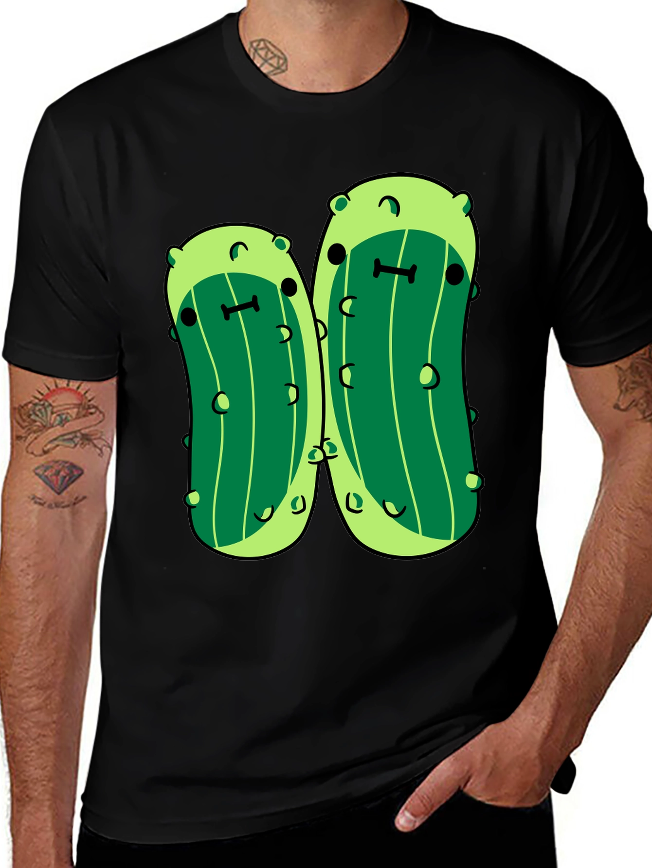 Variant 20 of Kawaii Pickle Graphic Tee - Unisex Black T-Shirt
