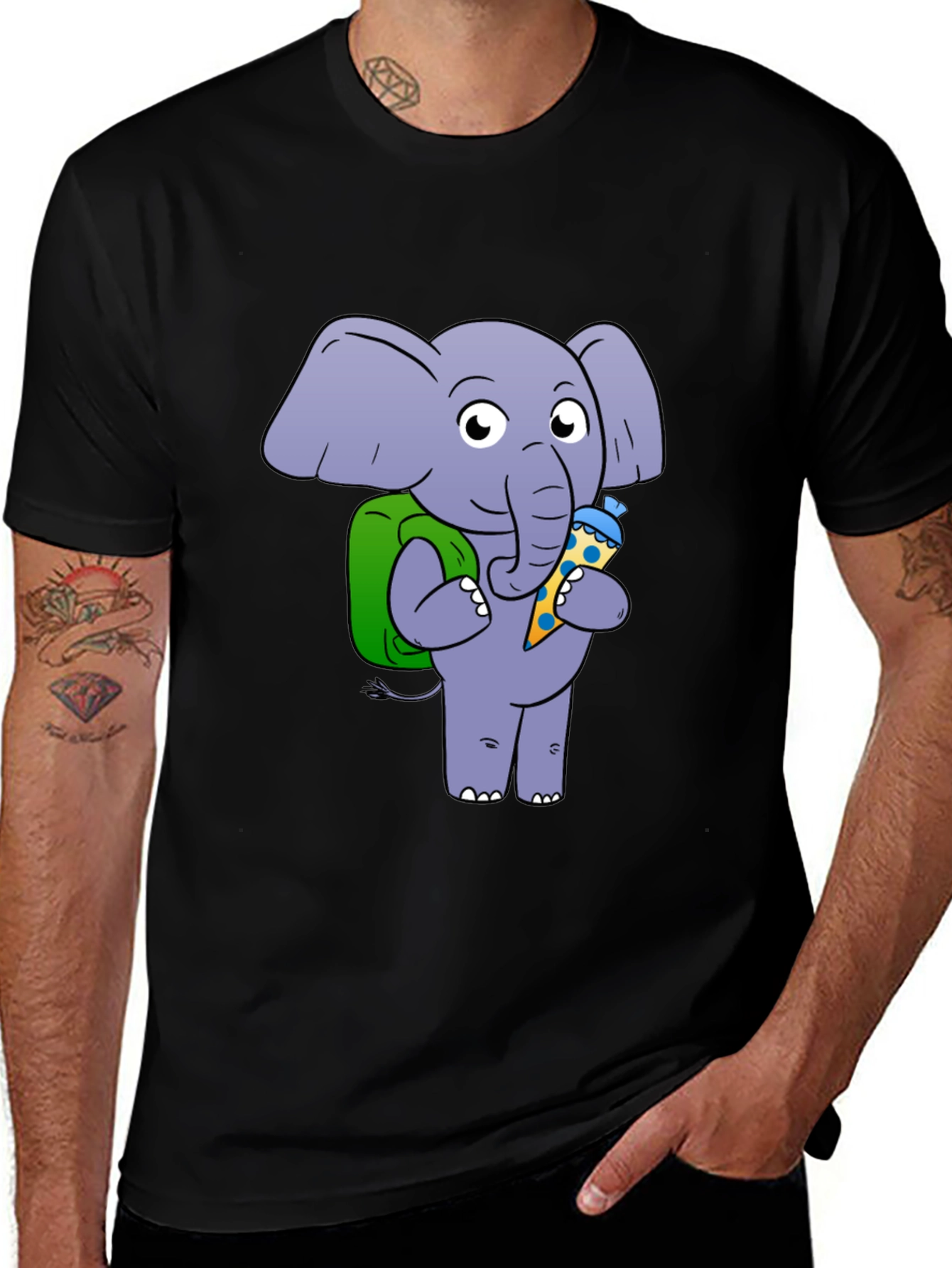 Variant 17 of Elephant with School Cone Graphic Tee