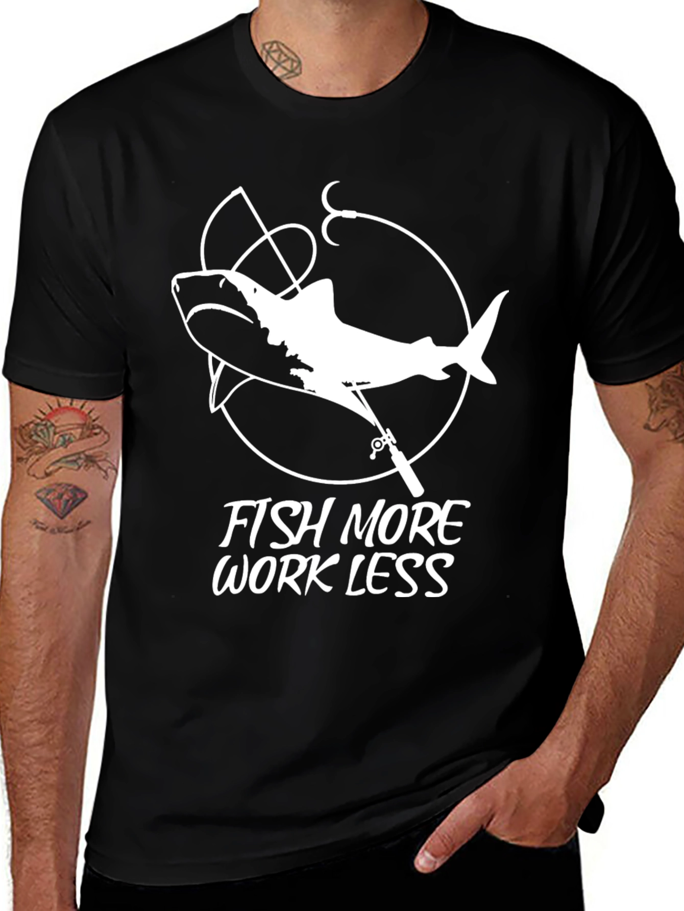 Variant 17 of Fish More Work Less Shark T-Shirt