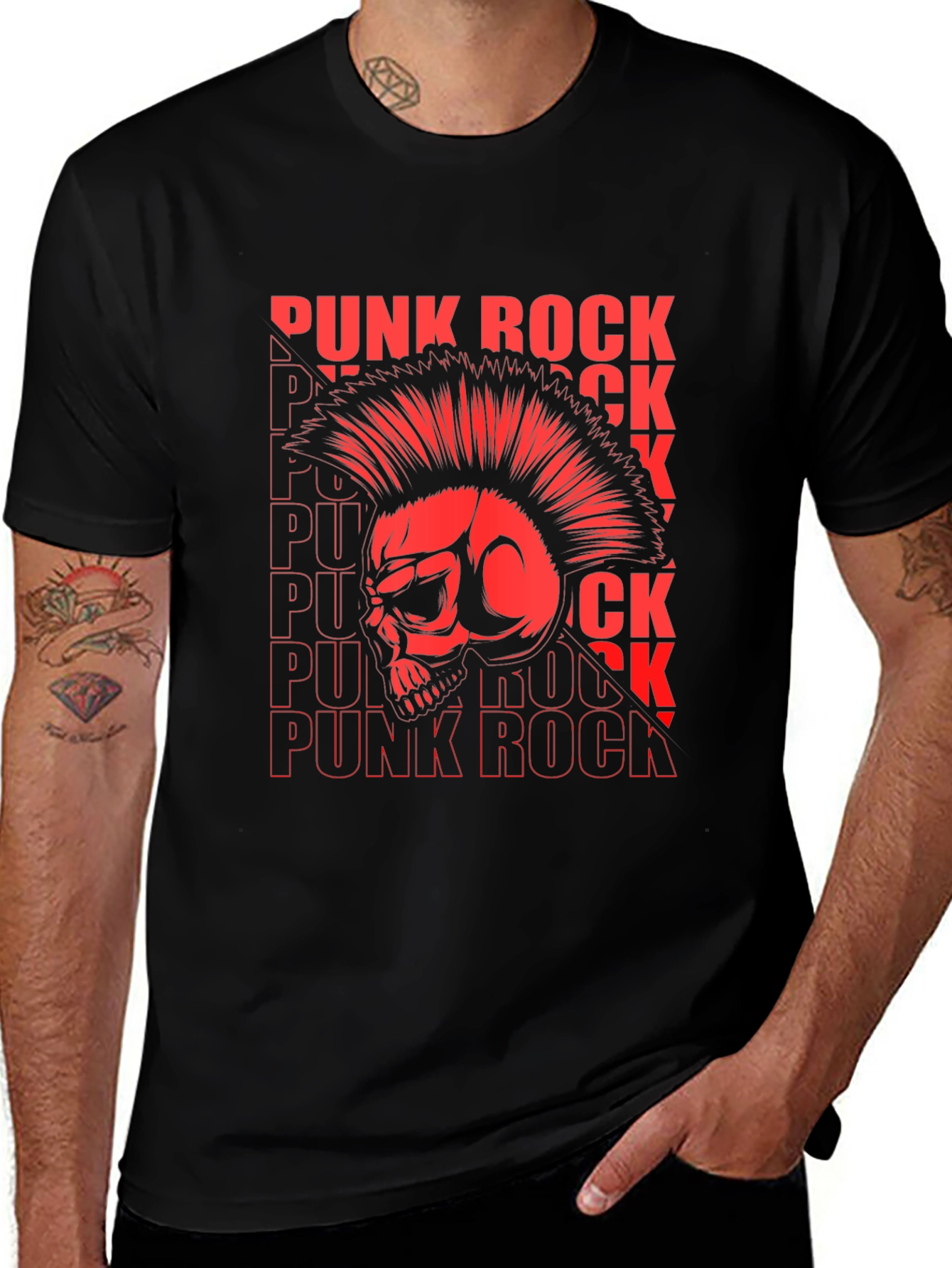 Variant 10 of Punk Rock Skull Graphic T-Shirt - Bold Style