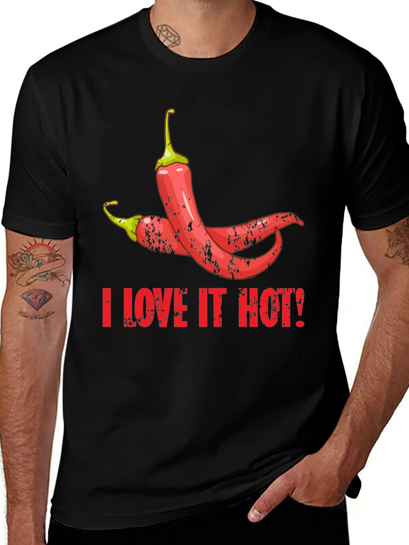 I Love It Hot! Graphic Tee - Spicy Chili Peppers T-Shirt