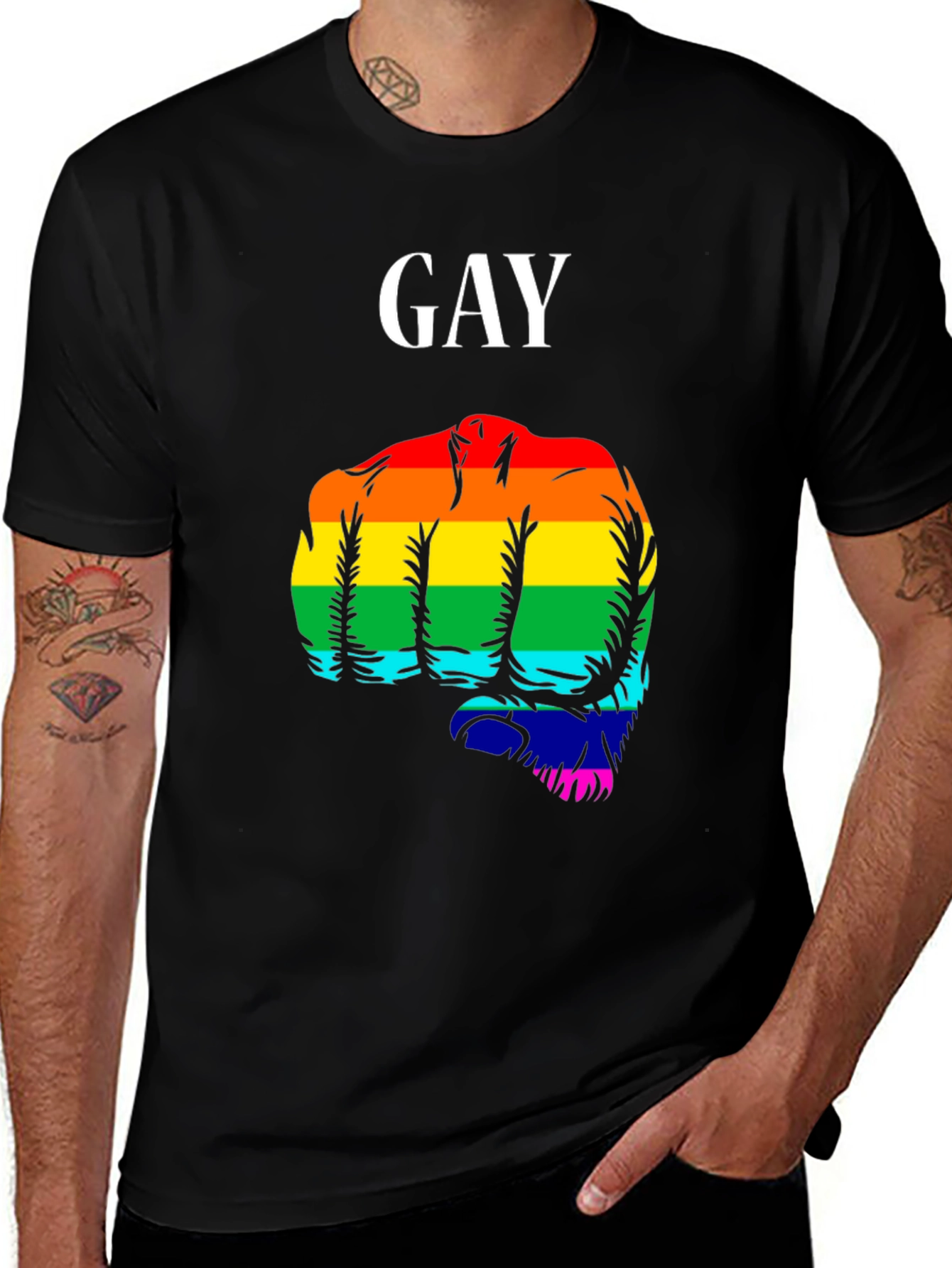 Gay Pride Fist T-Shirt - LGBTQ+ Rainbow Graphic Tee